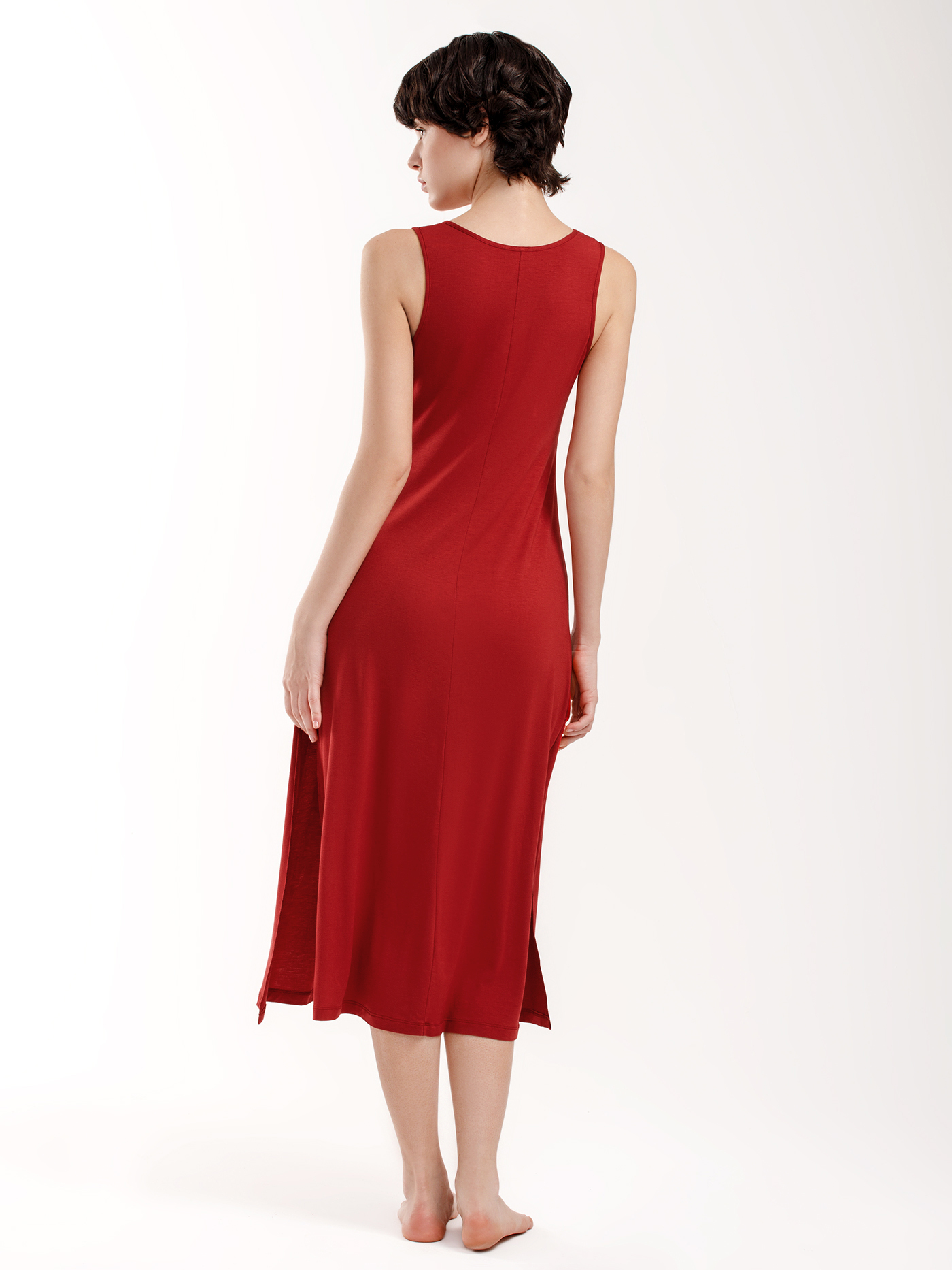 Сорочка на бретелях Бордовый 3017F3222 | фото 4