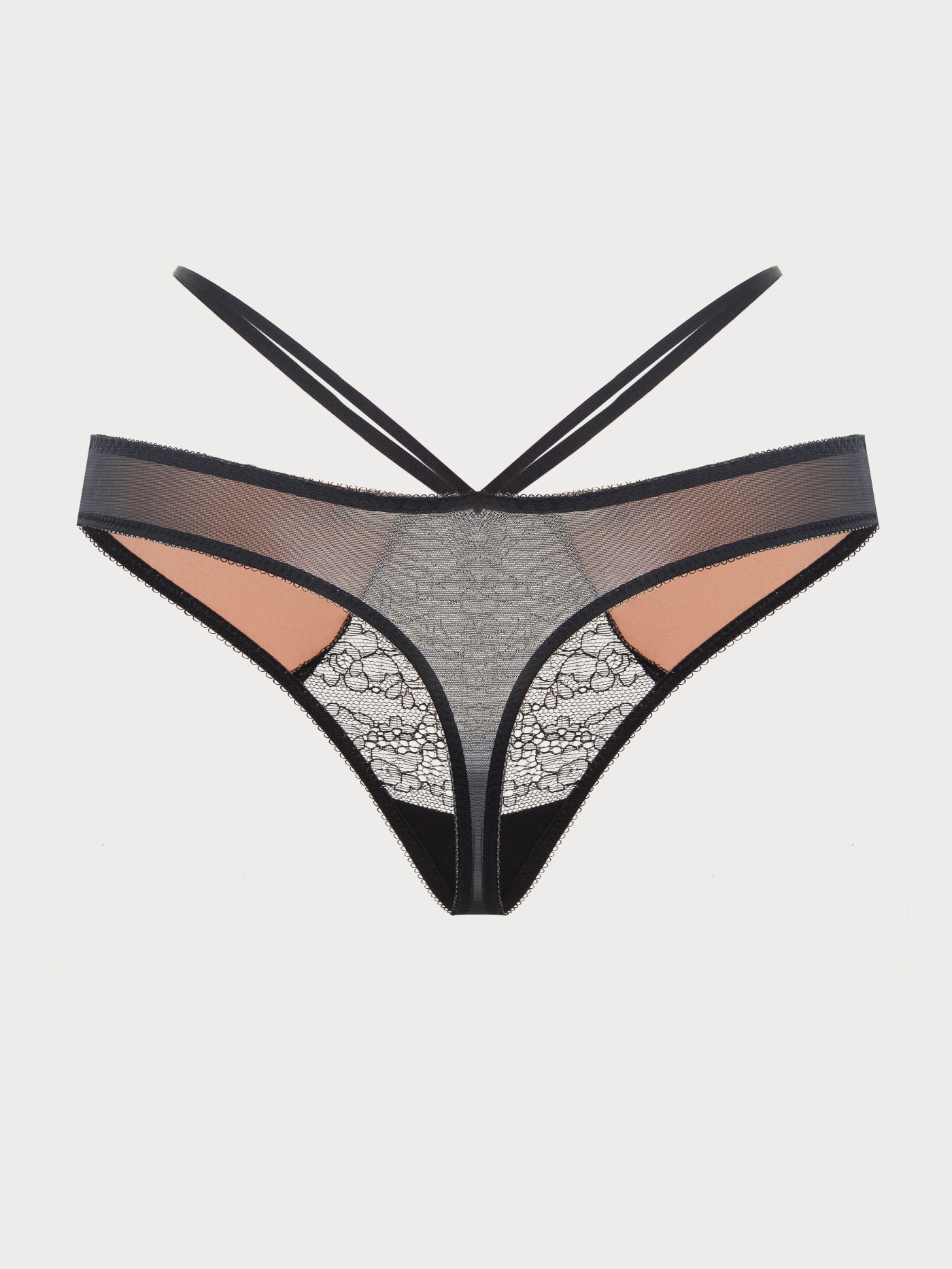 Трусы стринг Черный с бежевым 2840F2100 | фото 6