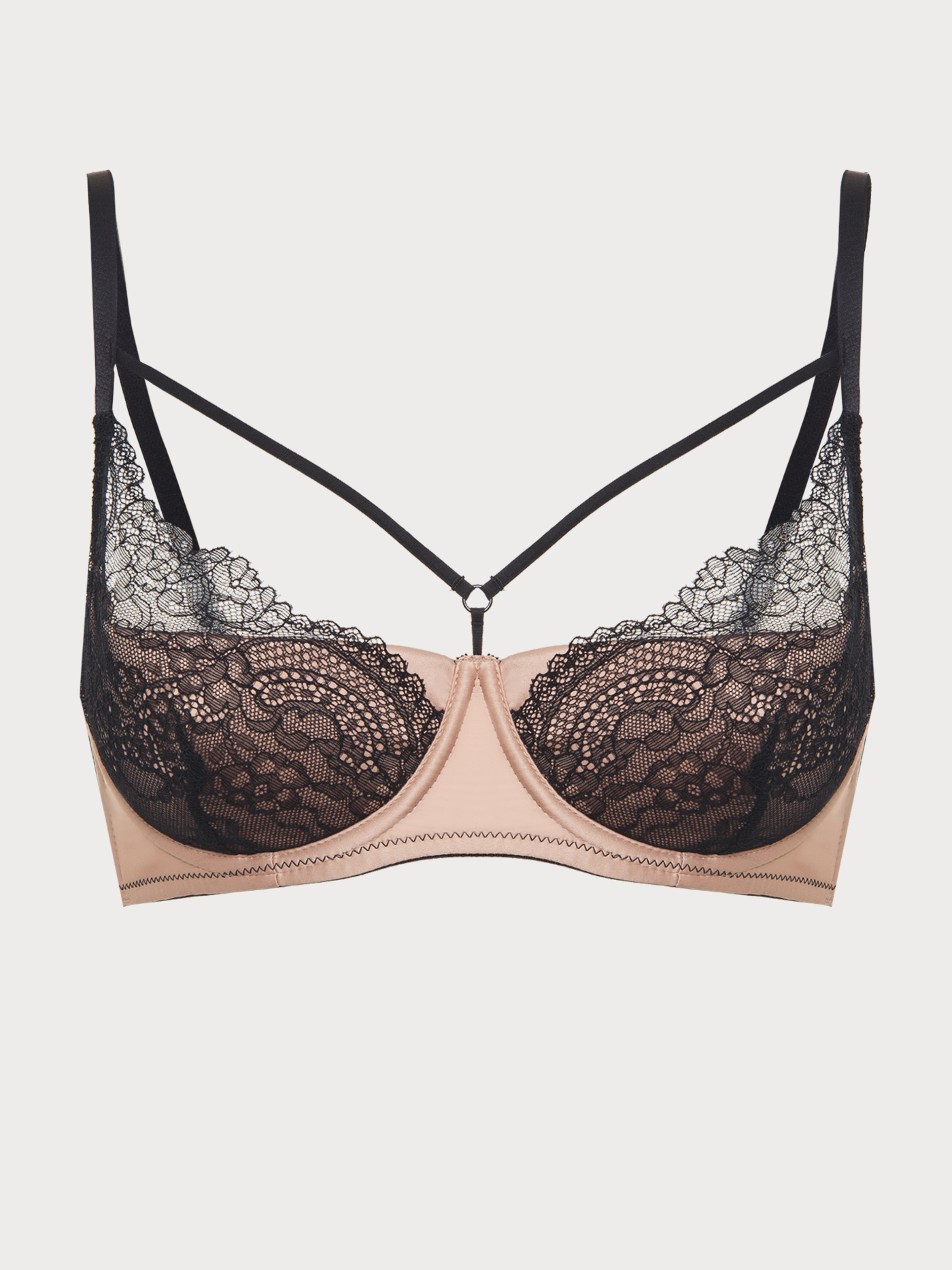 Бюстгальтер moon-half Черный с бежевым 2840F1451 | фото 3