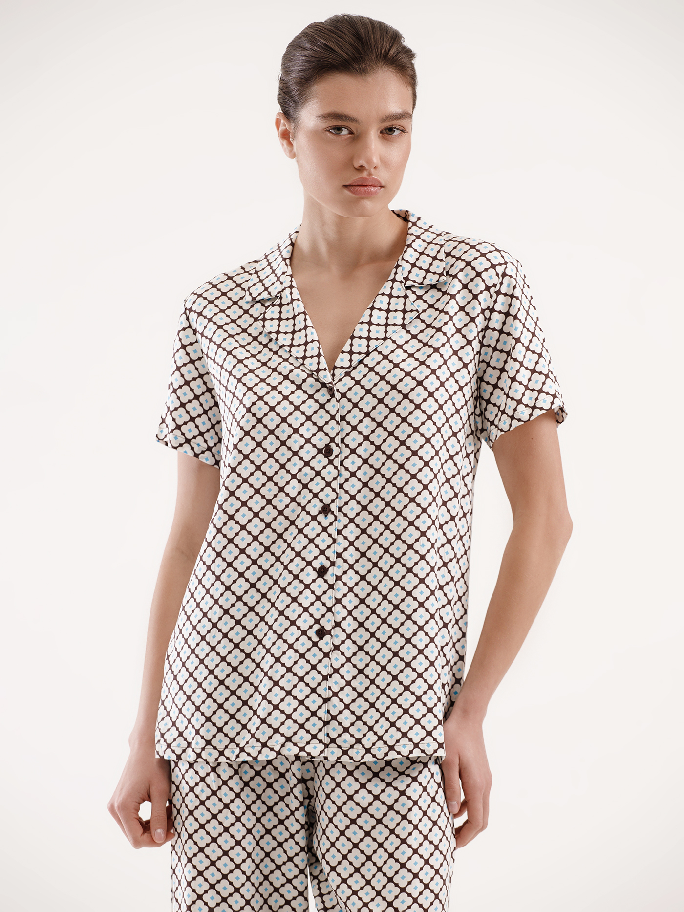 Пижамный топ Принт геометрия PAR-04 | фото 1