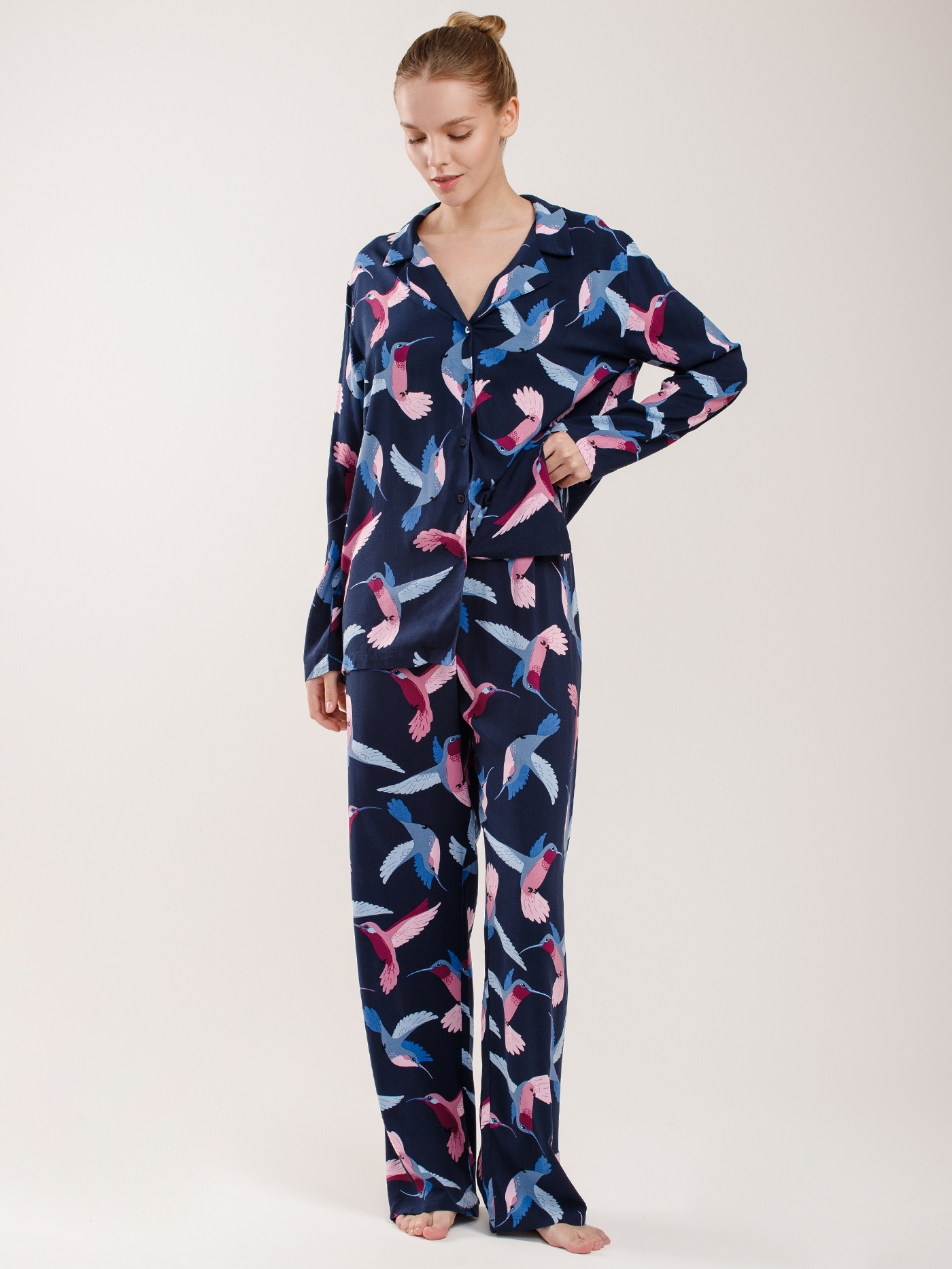 Брюки Принт синий PAR-01 | фото 1