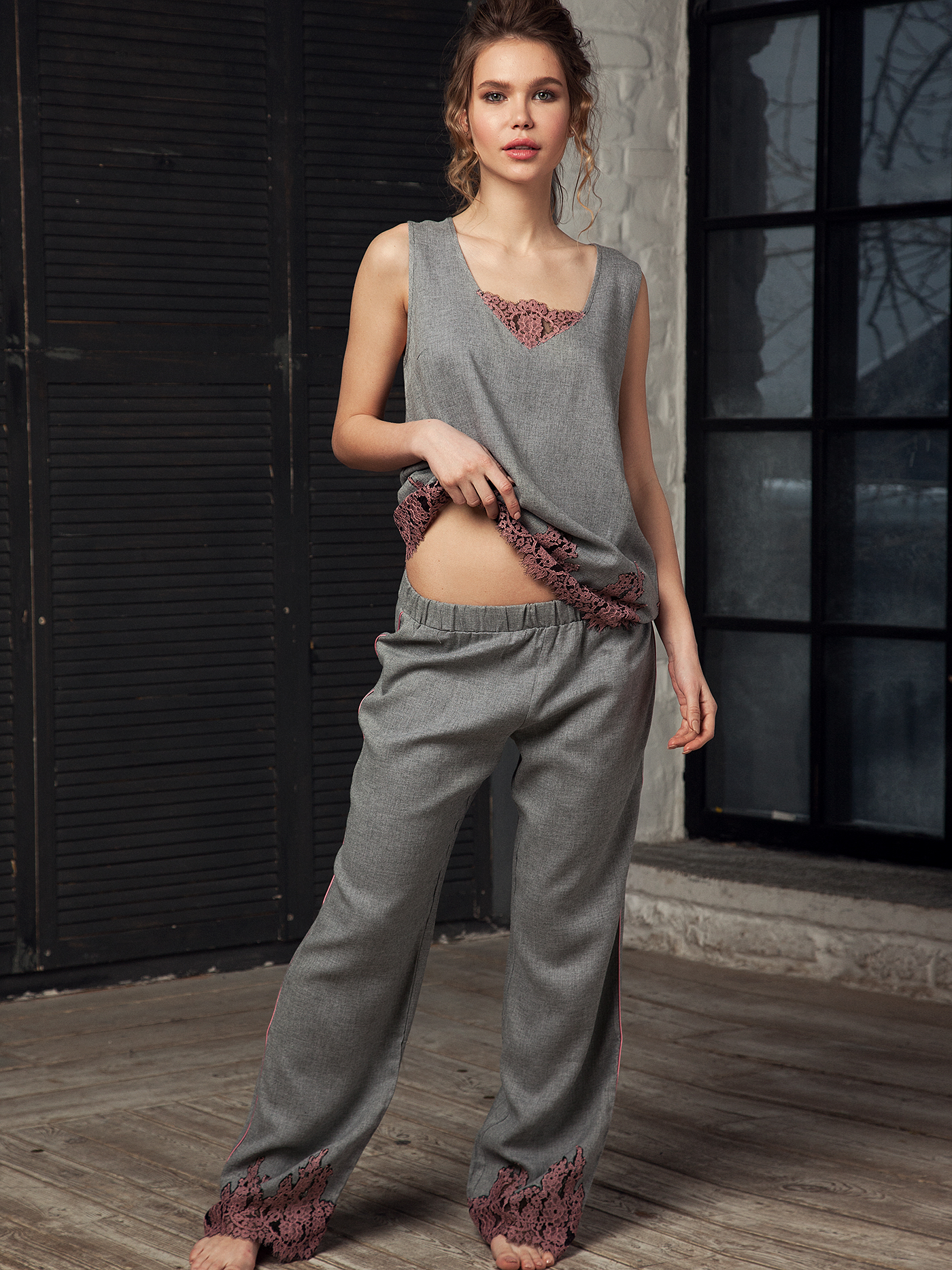 Брюки Серый меланж LA6FEE | фото 1