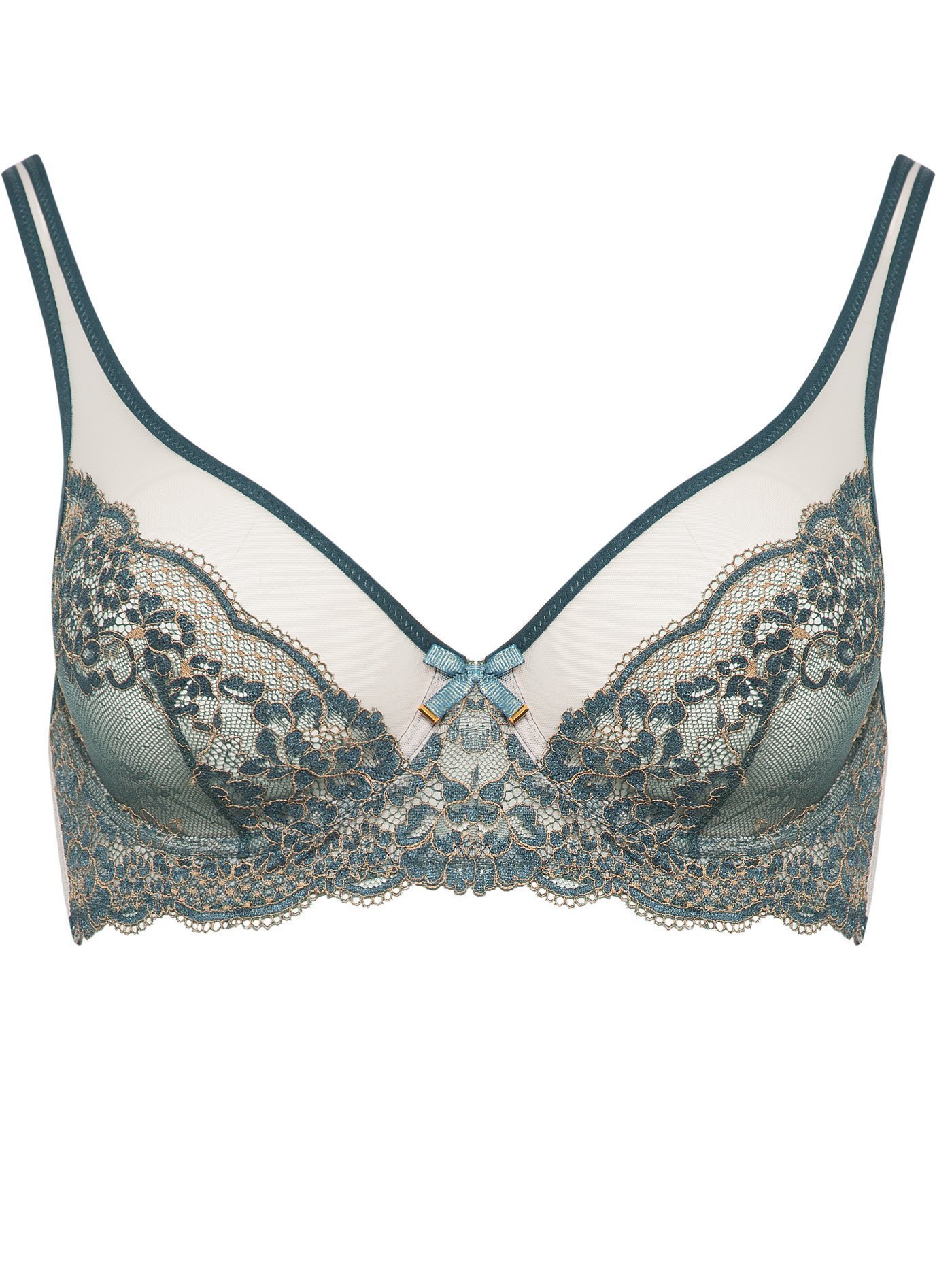 Бюстгальтер мягкий Бежевый с зеленым DE3690WB | фото 3