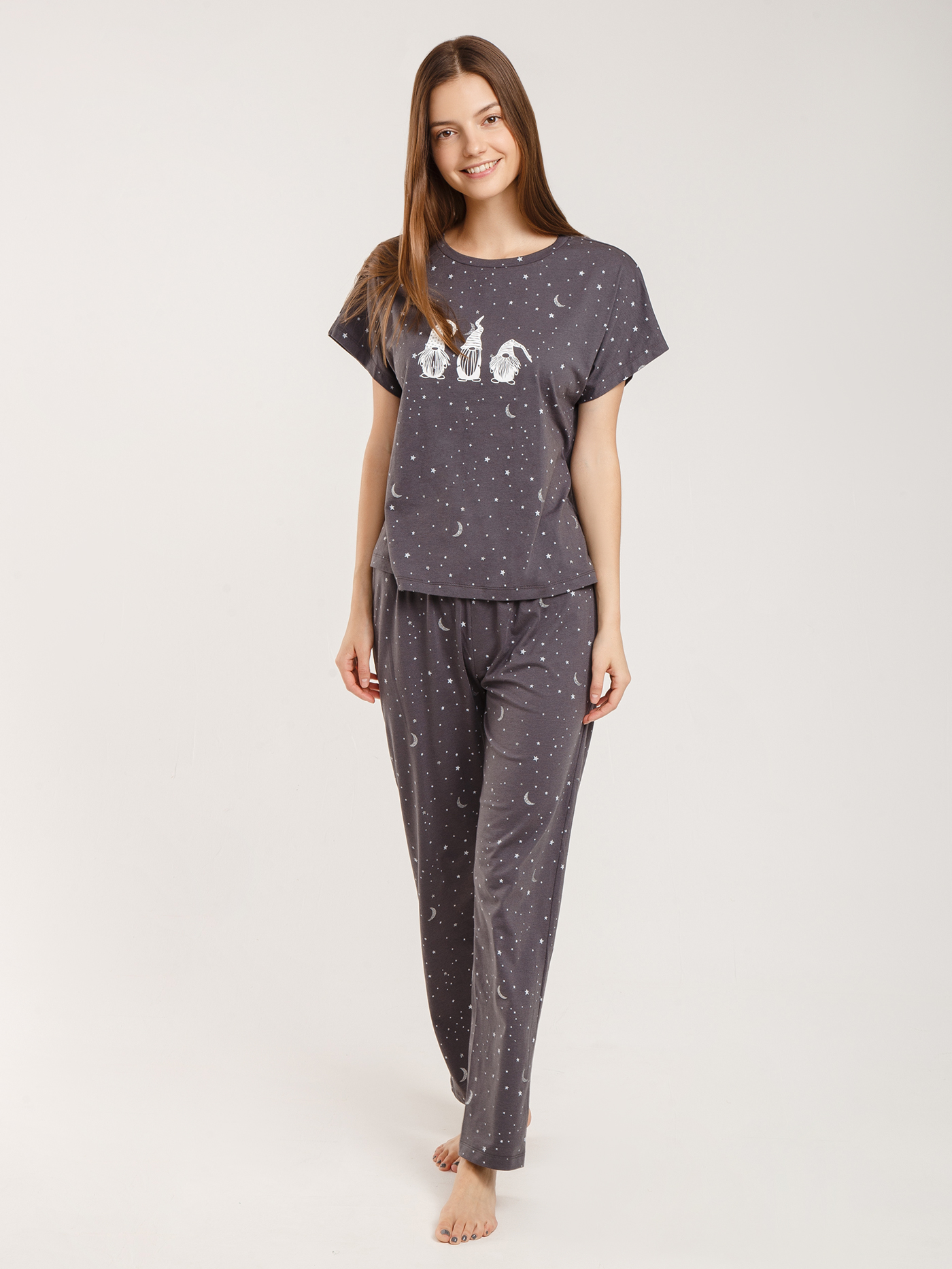 Брюки Принт серый HH-1 | фото 1