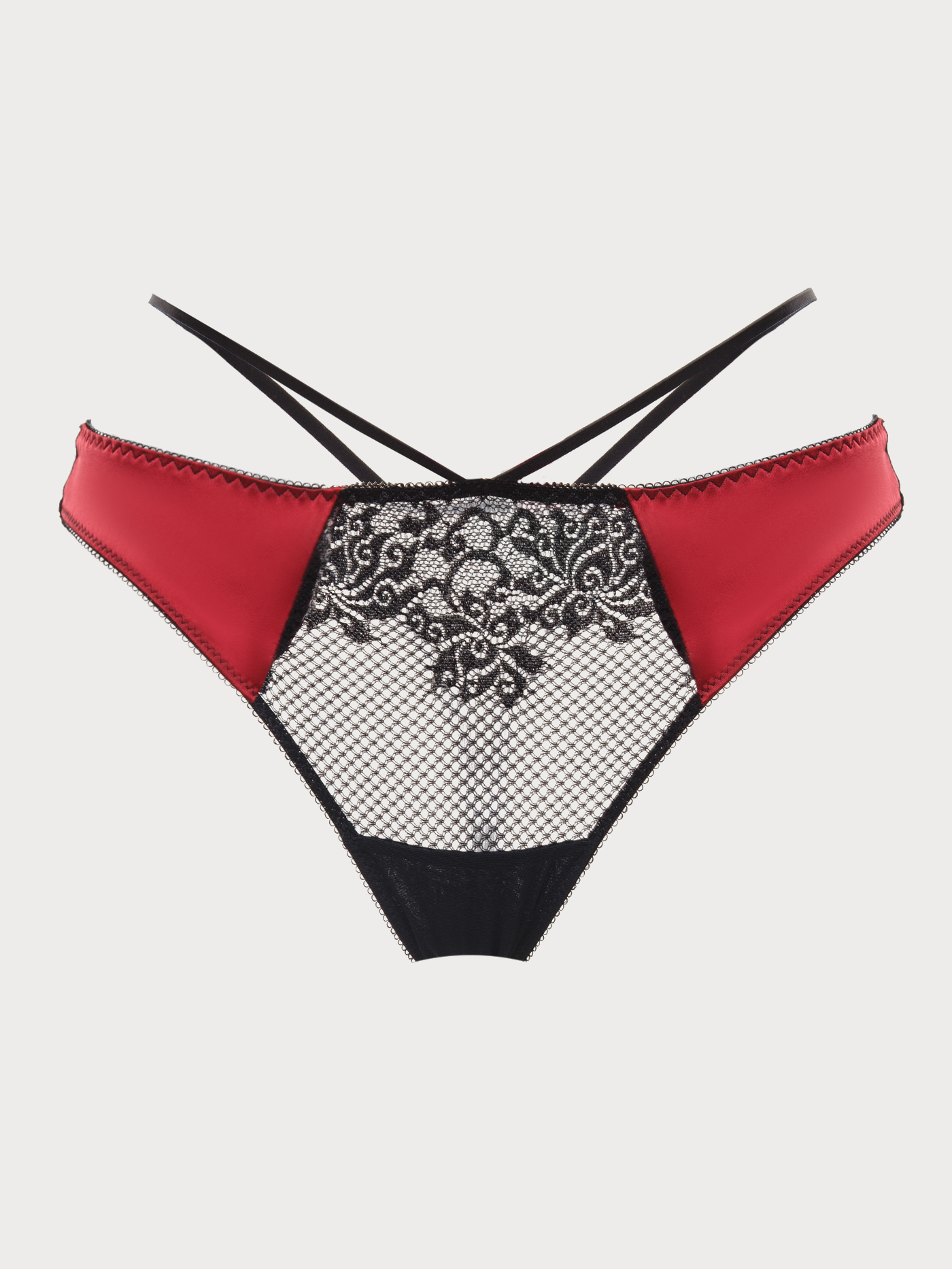 Трусы стринг Черный с бордовым 2840F2100_2 | фото 5