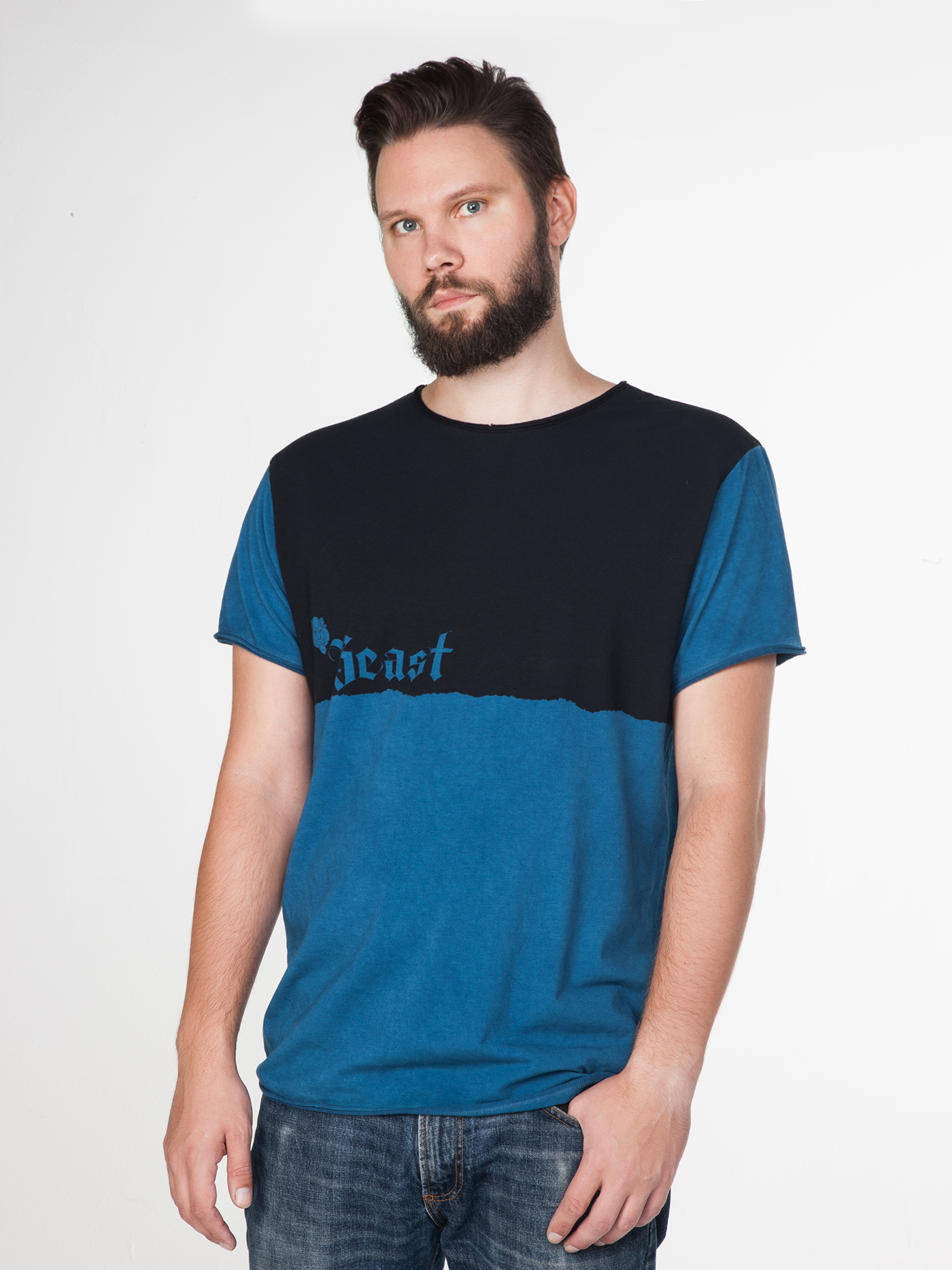 Футболка Черный с синим 3261b | фото 1