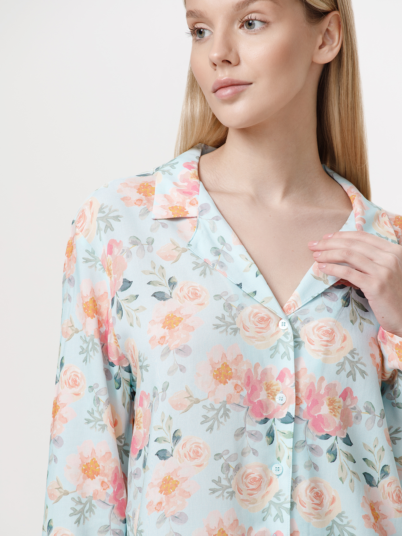 Рубашка Принт пионы PAR-03 | фото 1