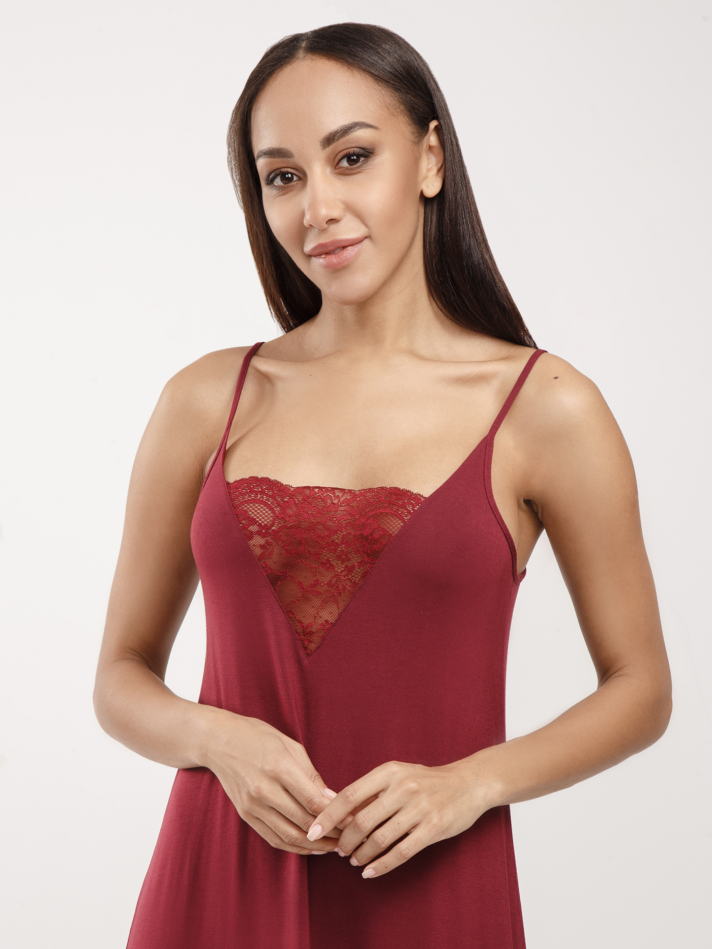 Сорочка длинная Бордовый 2862F3208 | фото 2