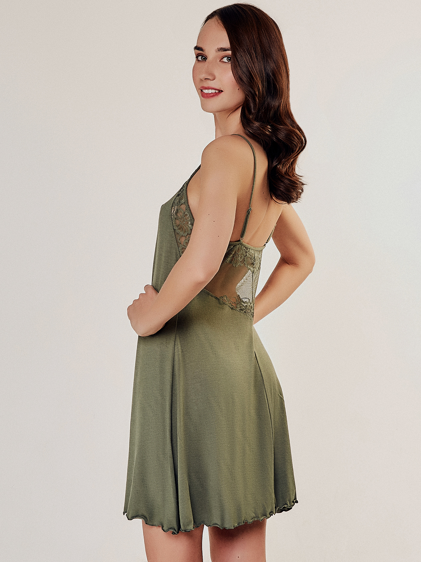 Сорочка на бретелях Хаки 2637F3201 | фото 2