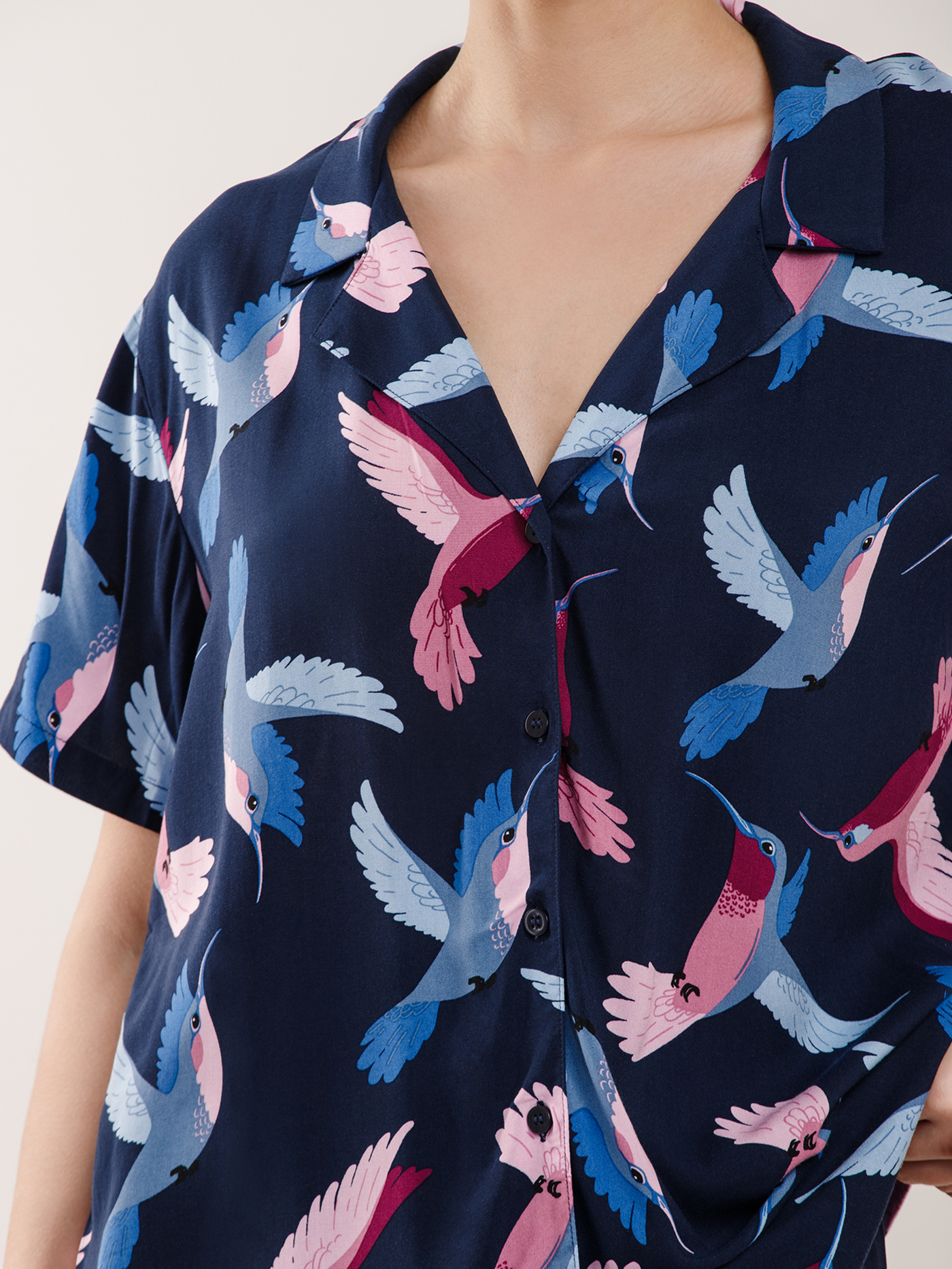 Пижамный топ Принт синий PAR-04 | фото 4