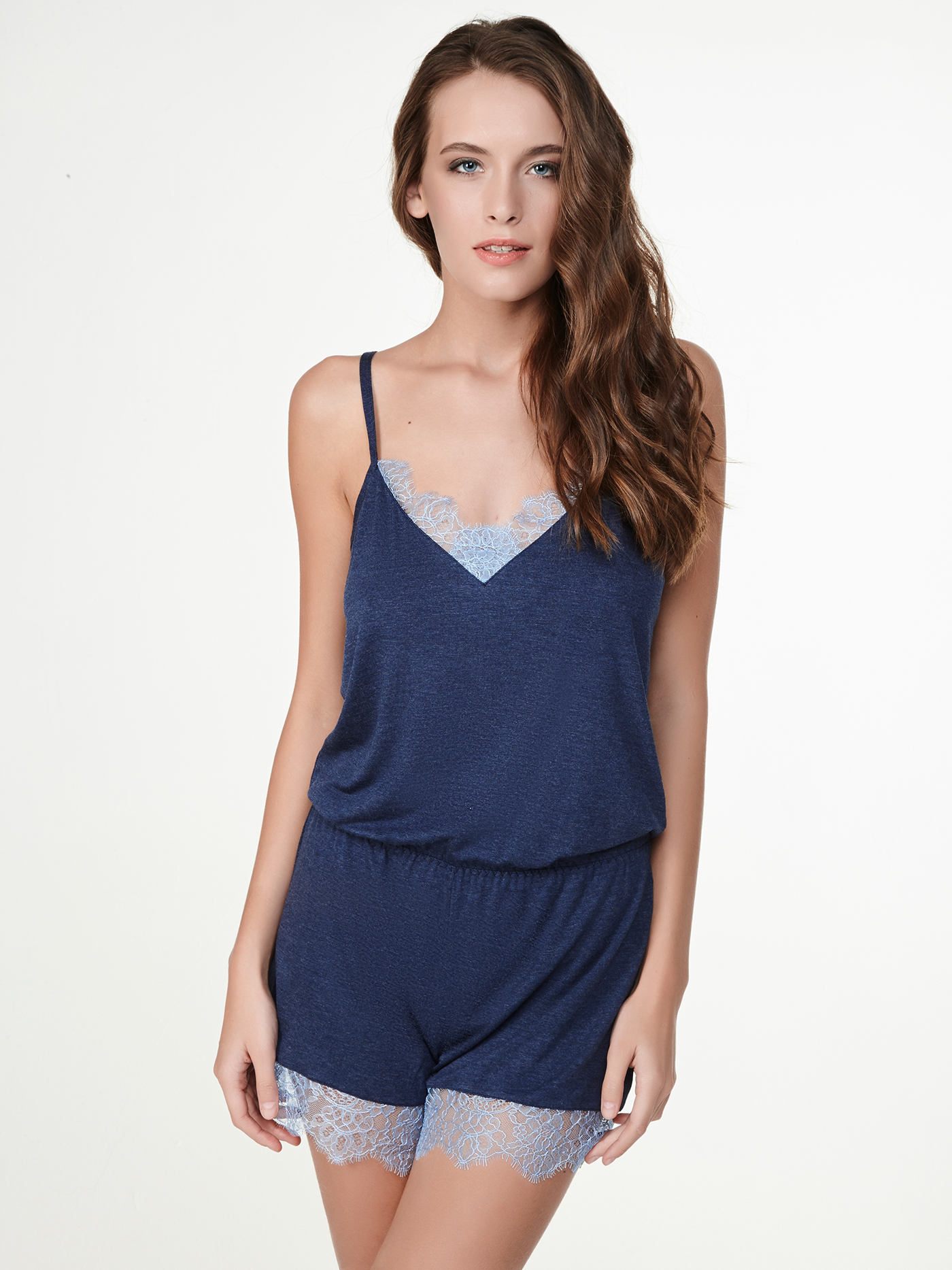 Комбинезон короткий Синий меланж 2444F3906 | фото 1