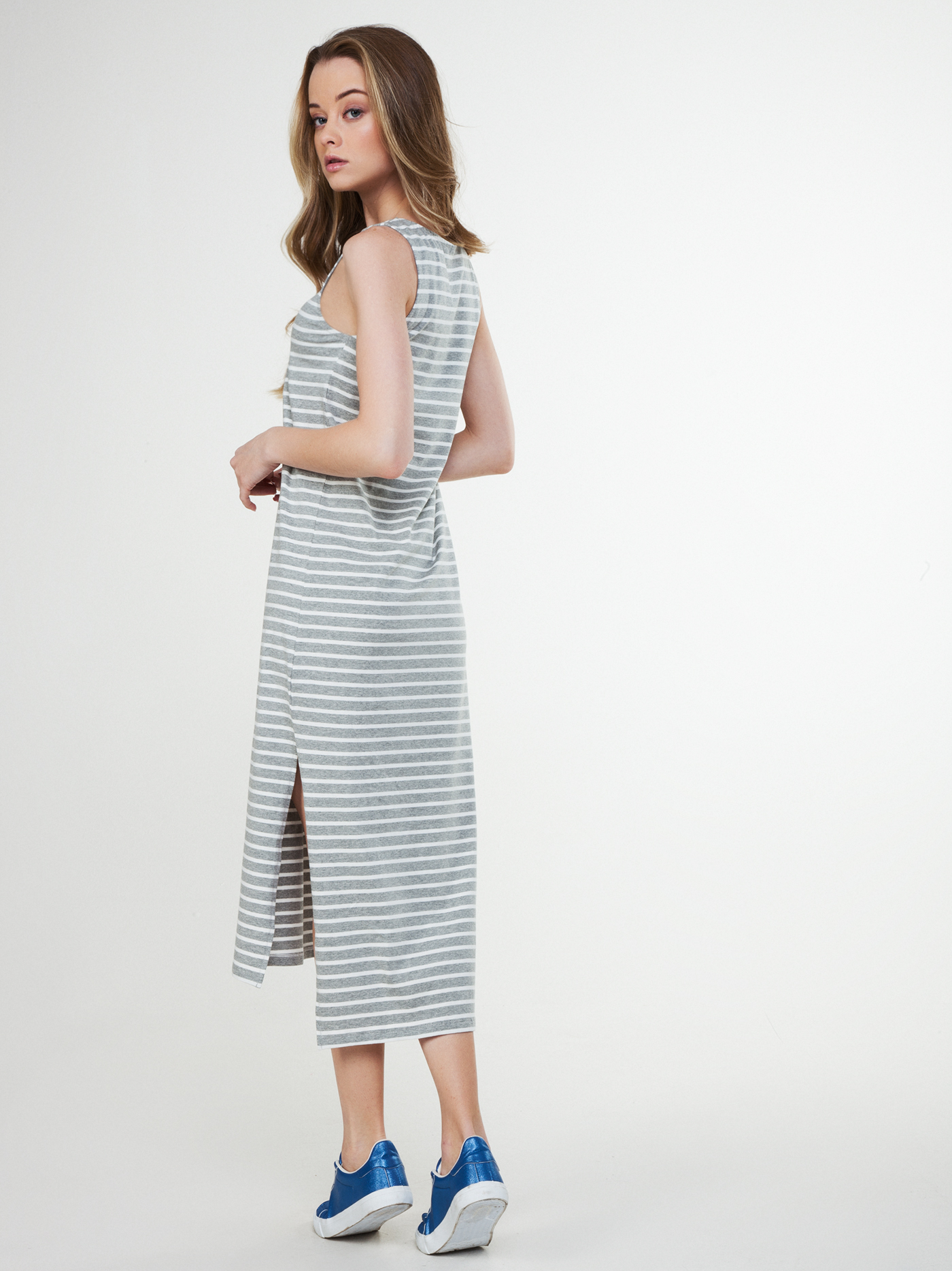 Платье длинное Серая полоска N3 | фото 2