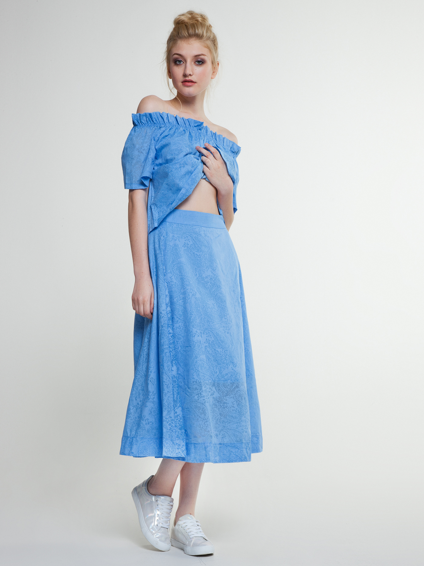 Юбка Принт голубой CB3 | фото 1