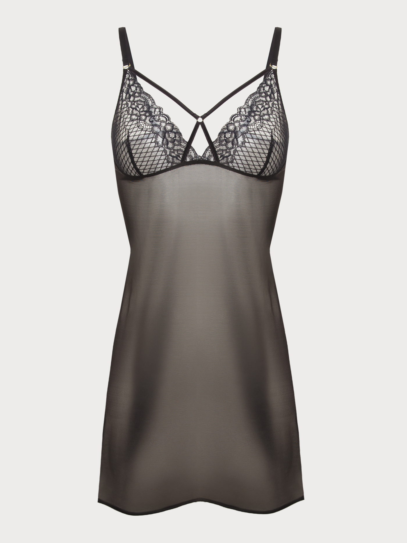 Сорочка на бретелях Черный 2984F3223 | фото 6