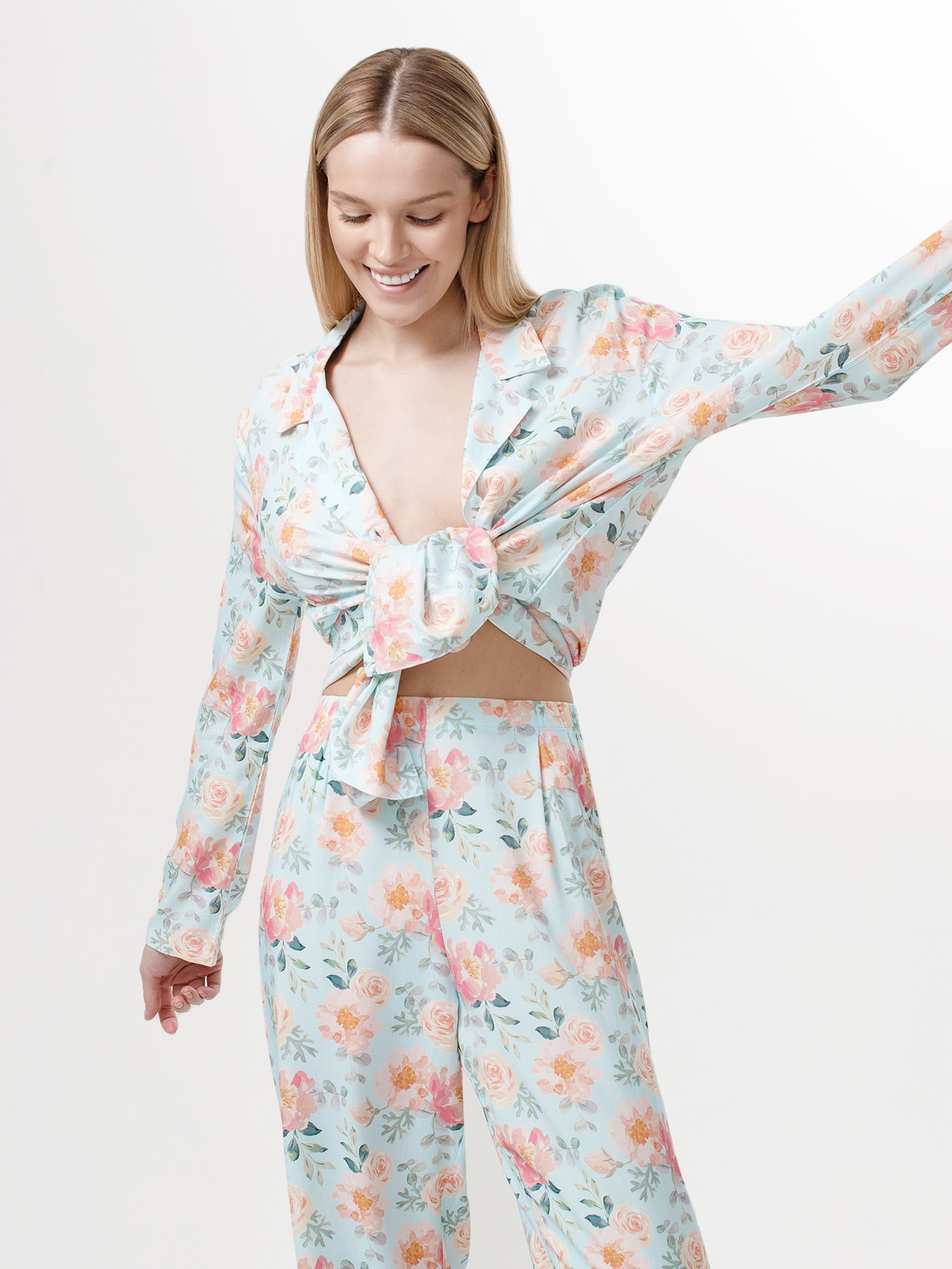 Брюки Принт пионы PAR-01 | фото 3