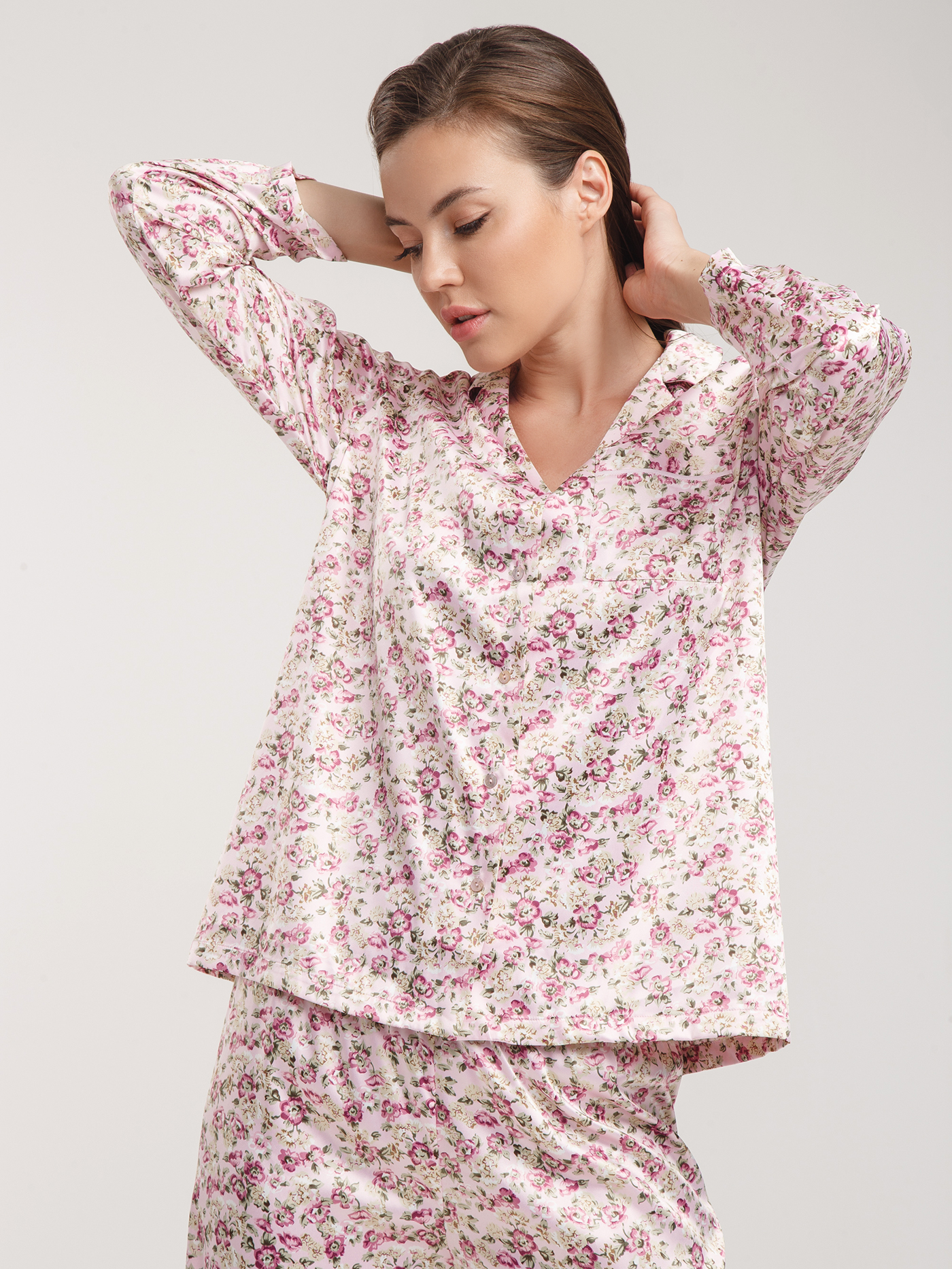 Пижамный топ Розовый принт 2809F3832 | фото 2