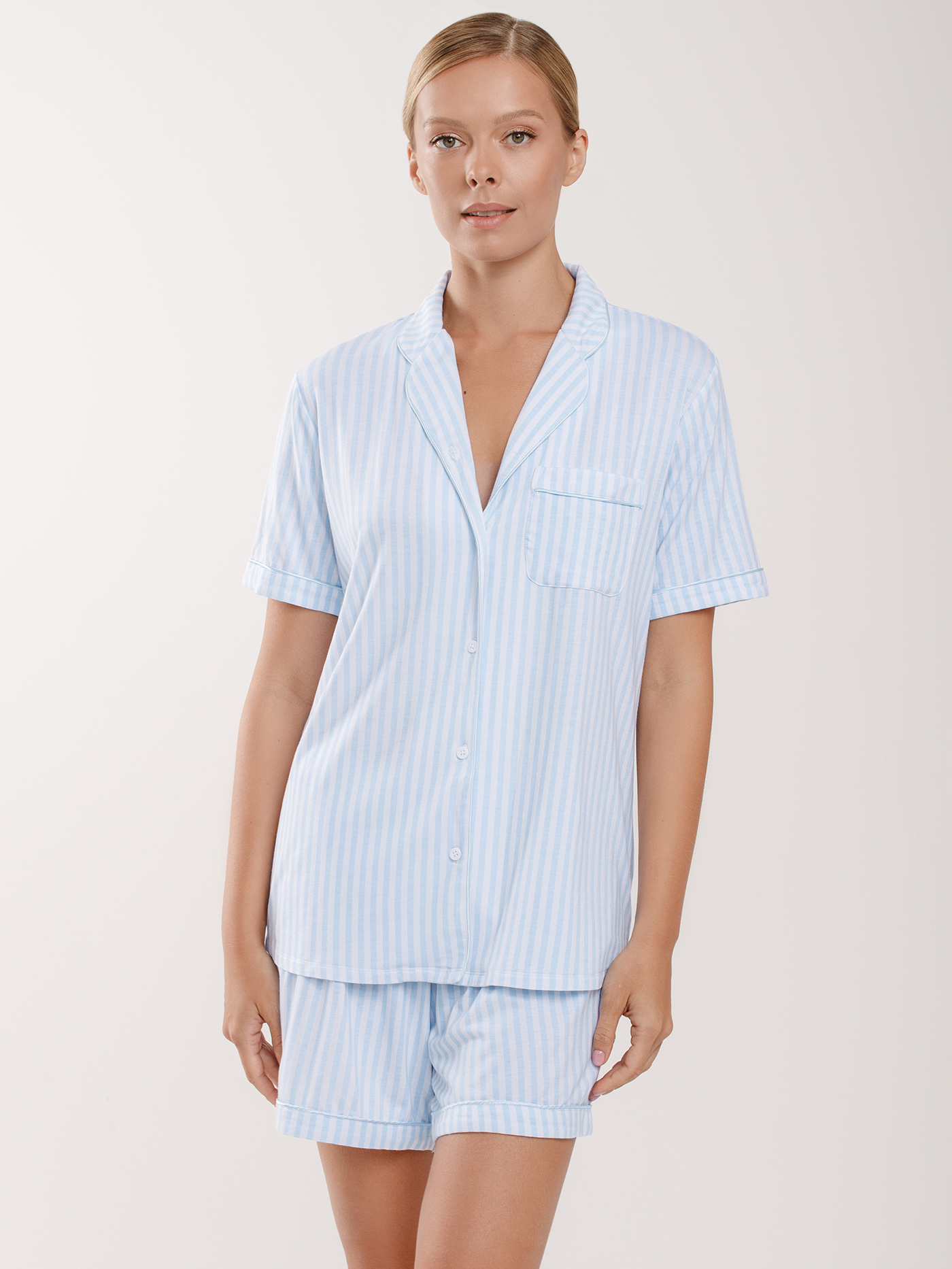 Рубашка Принт полоска ALC-1512SSL | фото 1