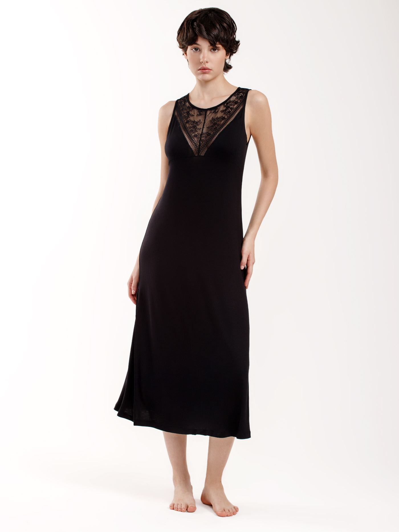 Сорочка на бретелях Черный 3017F3222 | фото 8