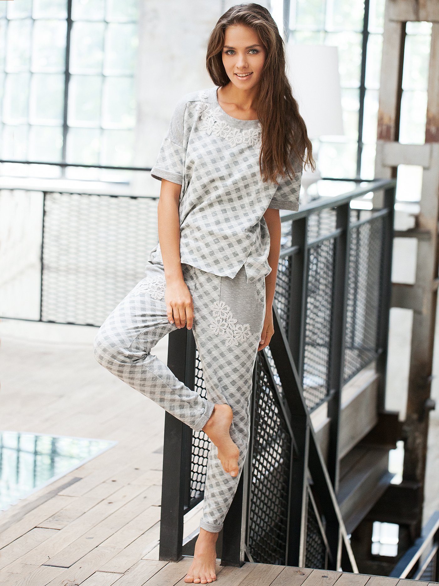 Брюки Серый меланж 8615A | фото 1