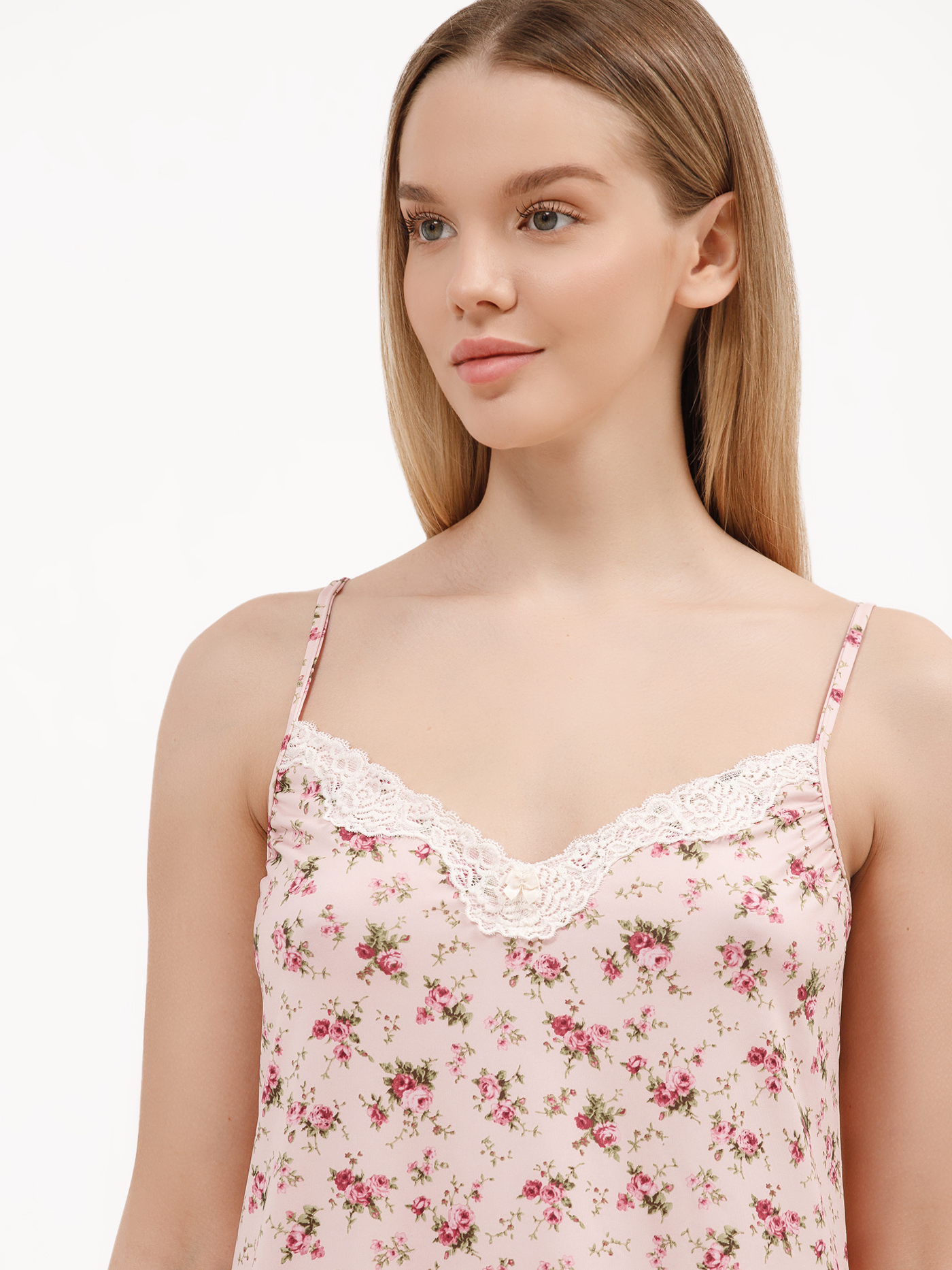 Сорочка на бретелях Принт цветы 3042F3207 | фото 3