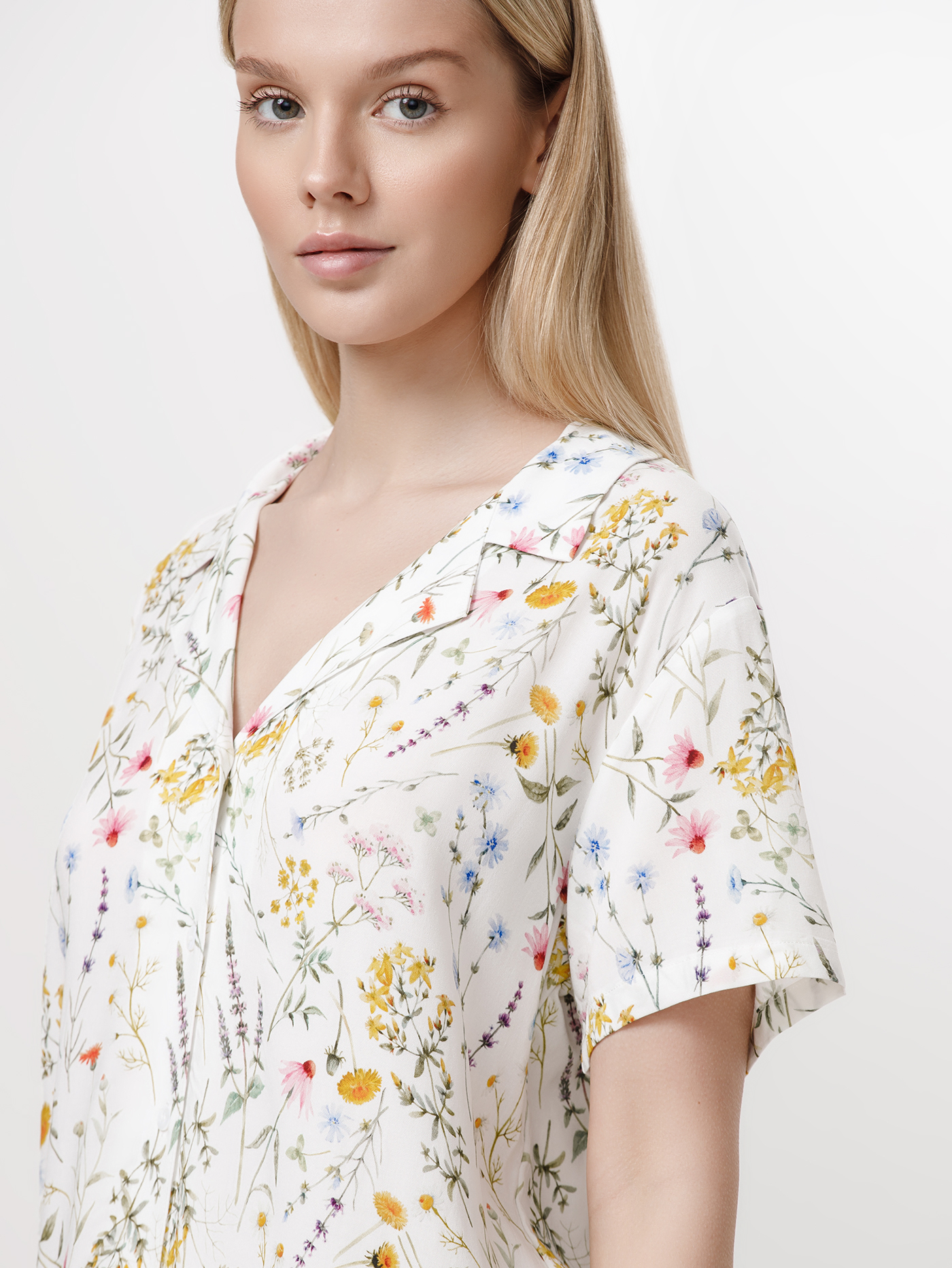 Пижамный топ Принт ботаника PAR-04 | фото 1