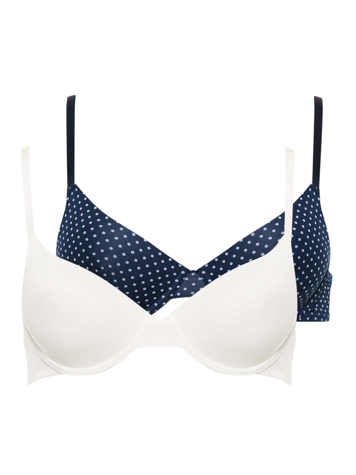 Бюстгальтер t-shirt набор 2 шт. Принт горошек/айвори MOU-11704 | фото 1