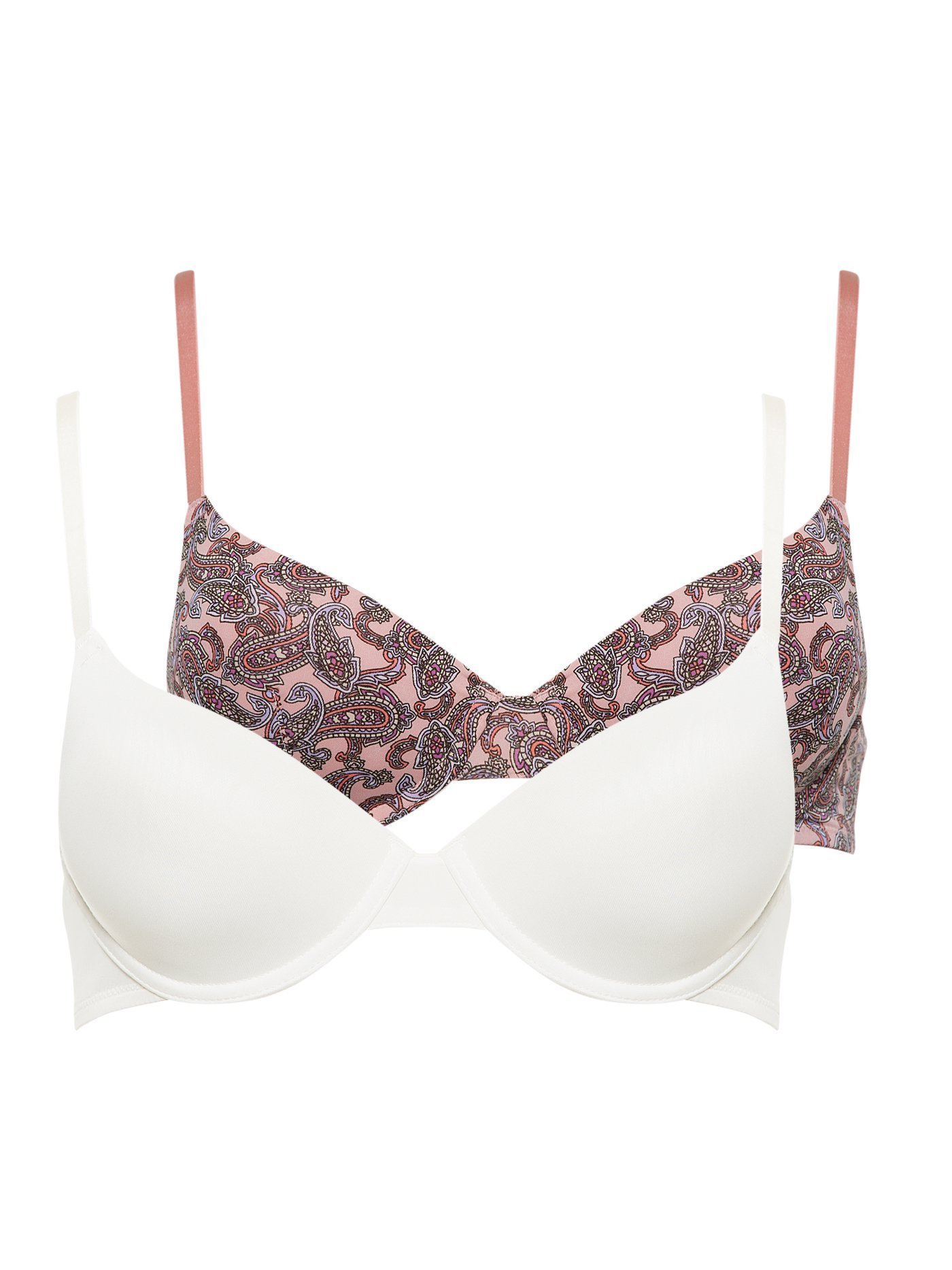 Бюстгальтер t-shirt набор 2 шт. Принт пейсли/айвори MOU-11704 | фото 1