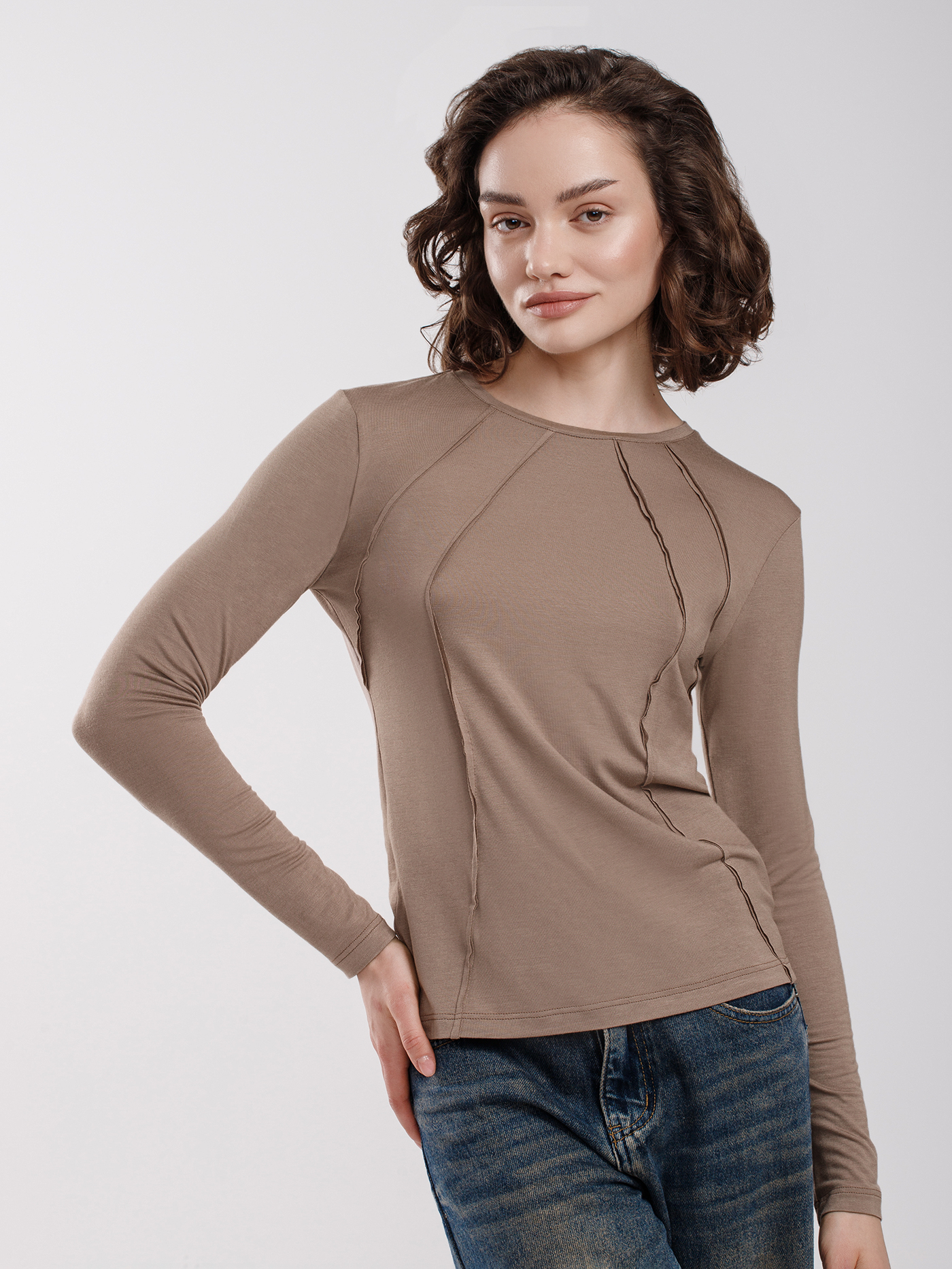 Лонгслив Коричневый 2989F3434 | фото 1