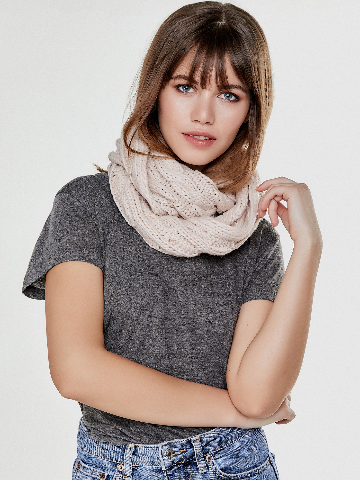 Шарф Пастельно-розовый SWW17052 | фото 1