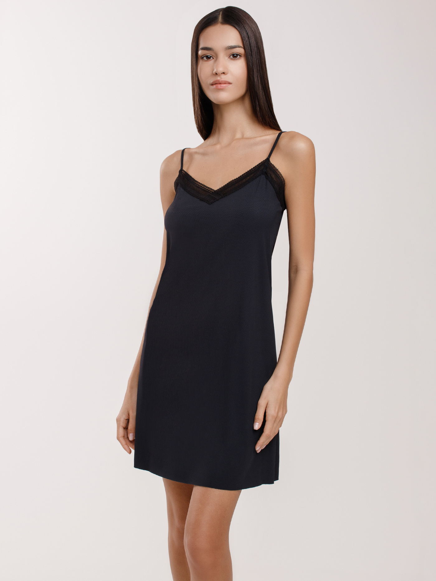 Сорочка на бретелях Черный 2893F3207 | фото 1