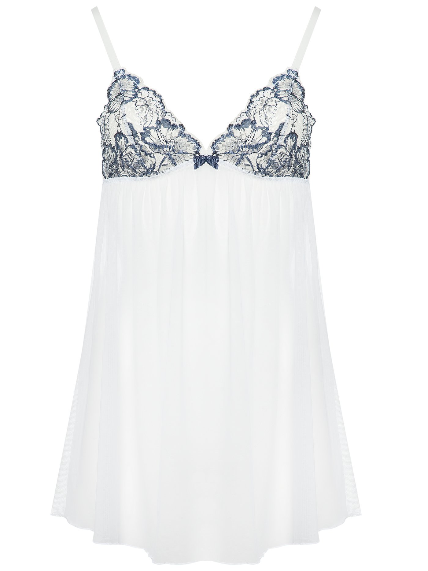 Сорочка на бретелях Белый с синим BU3702CA | фото 3