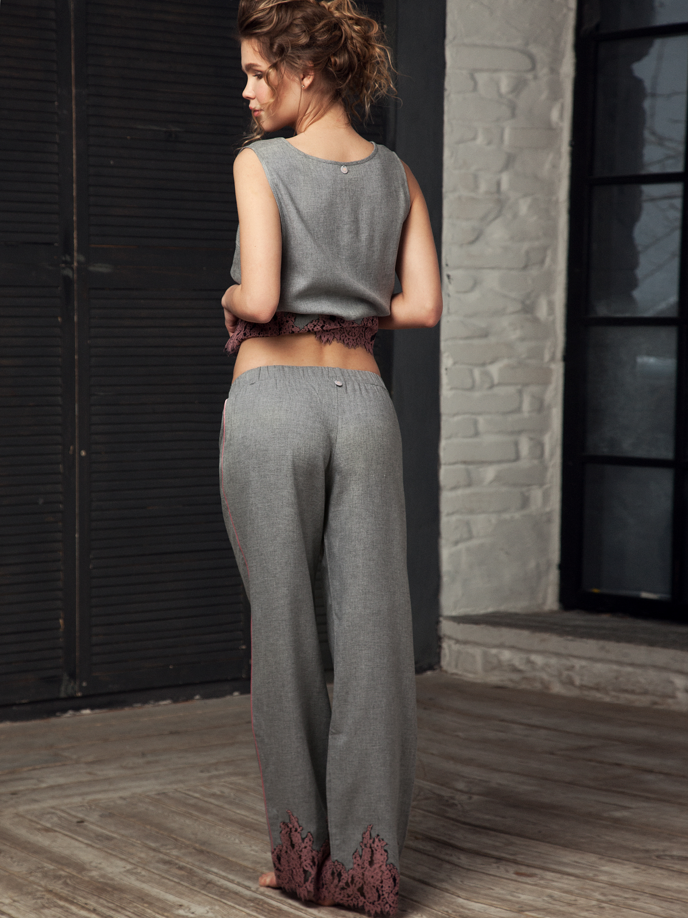 Брюки Серый меланж LA6FEE | фото 2