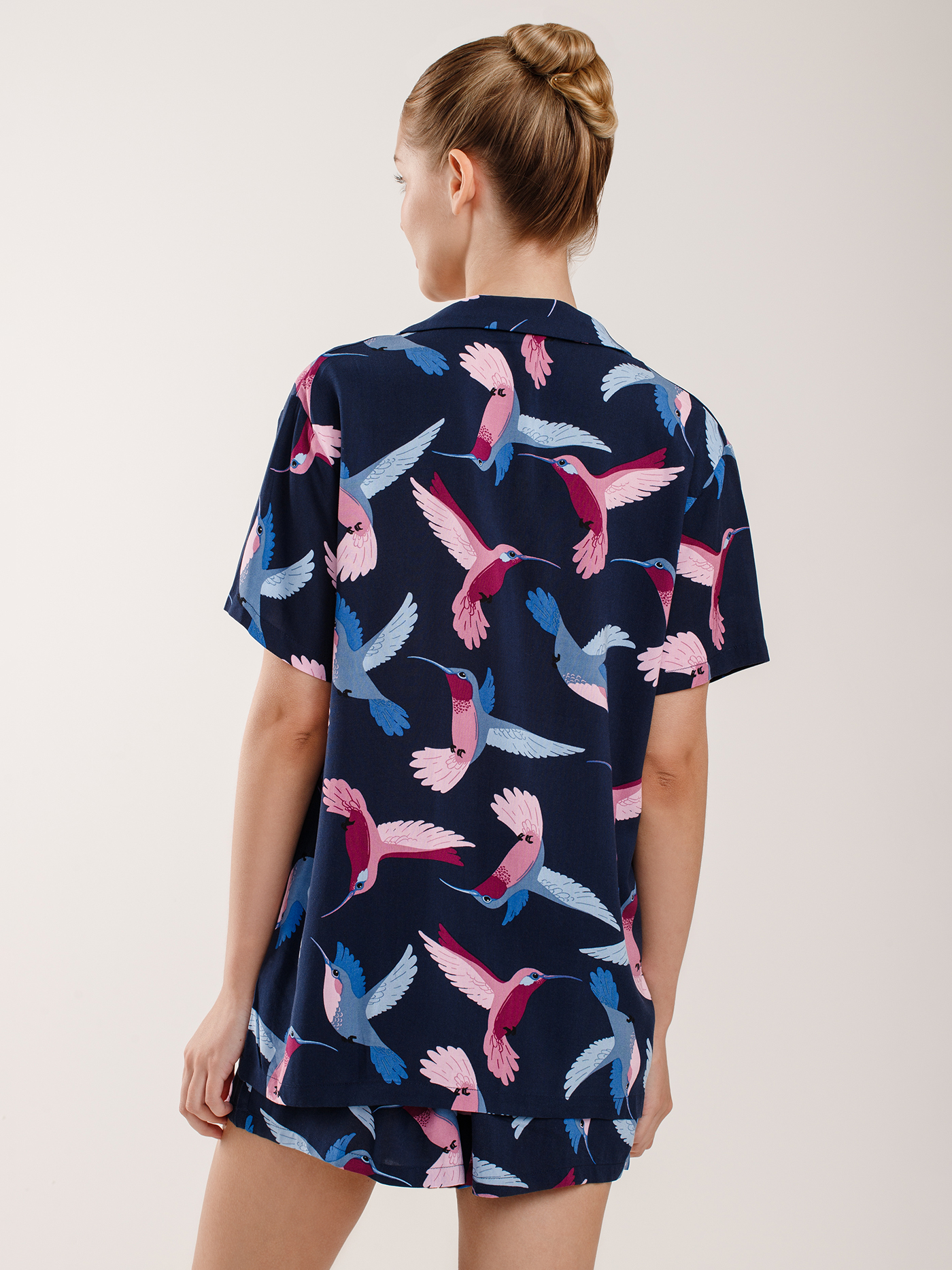 Пижамный топ Принт синий PAR-04 | фото 3