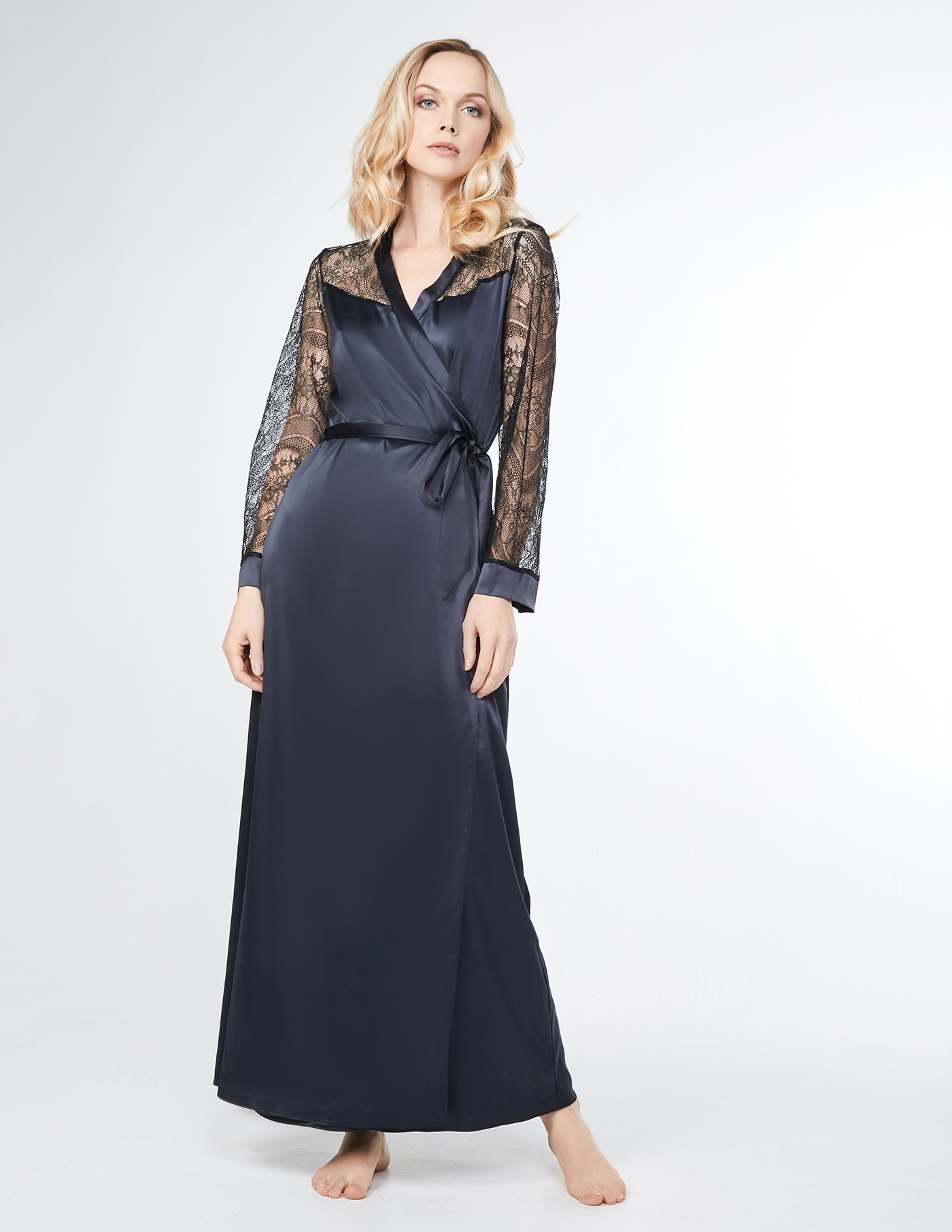 Халат длинный Черный 2443F3508 | фото 1