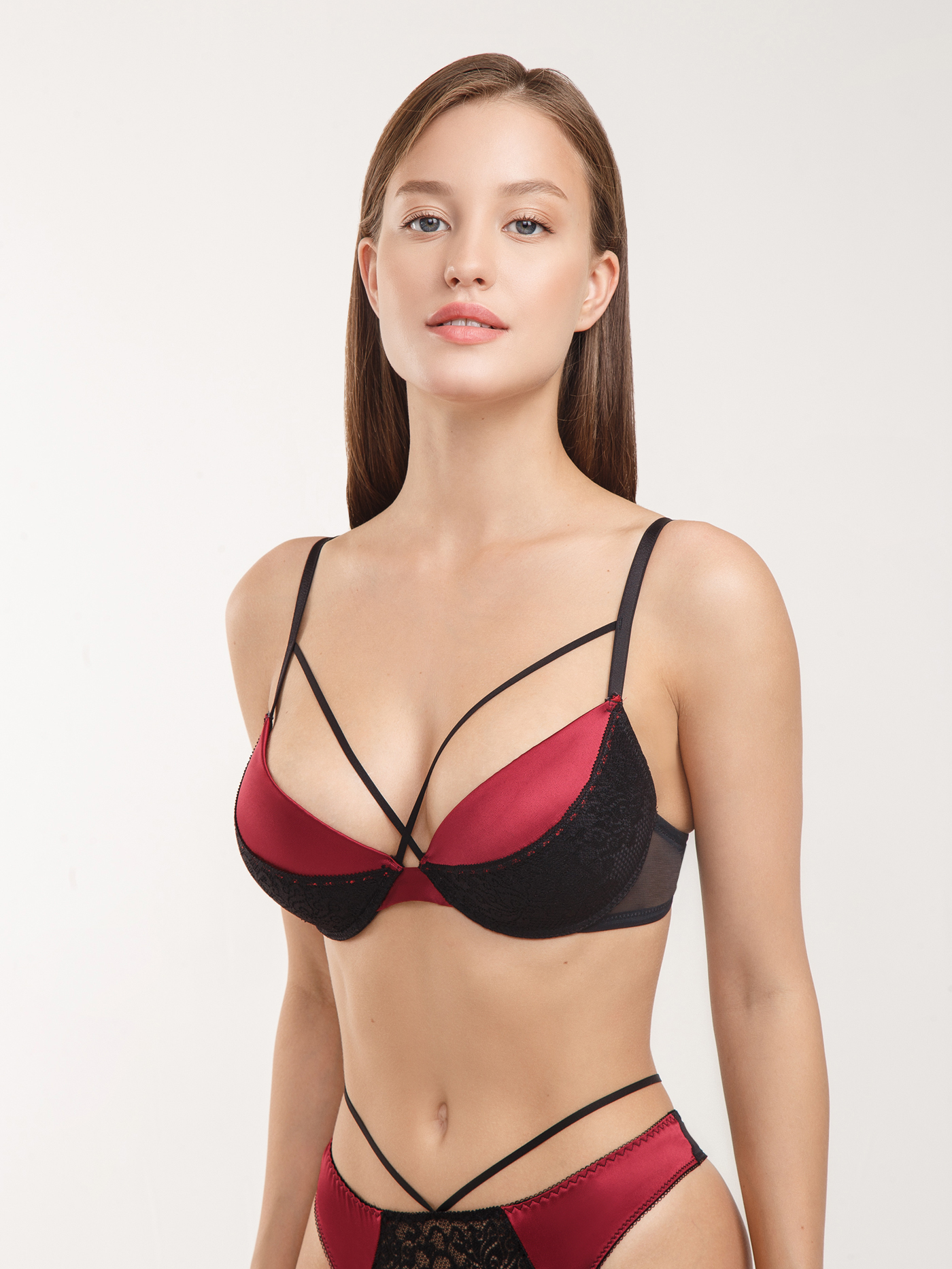 Бюстгальтер push-up Черный с бордовым 2840F1138_2 | фото 3