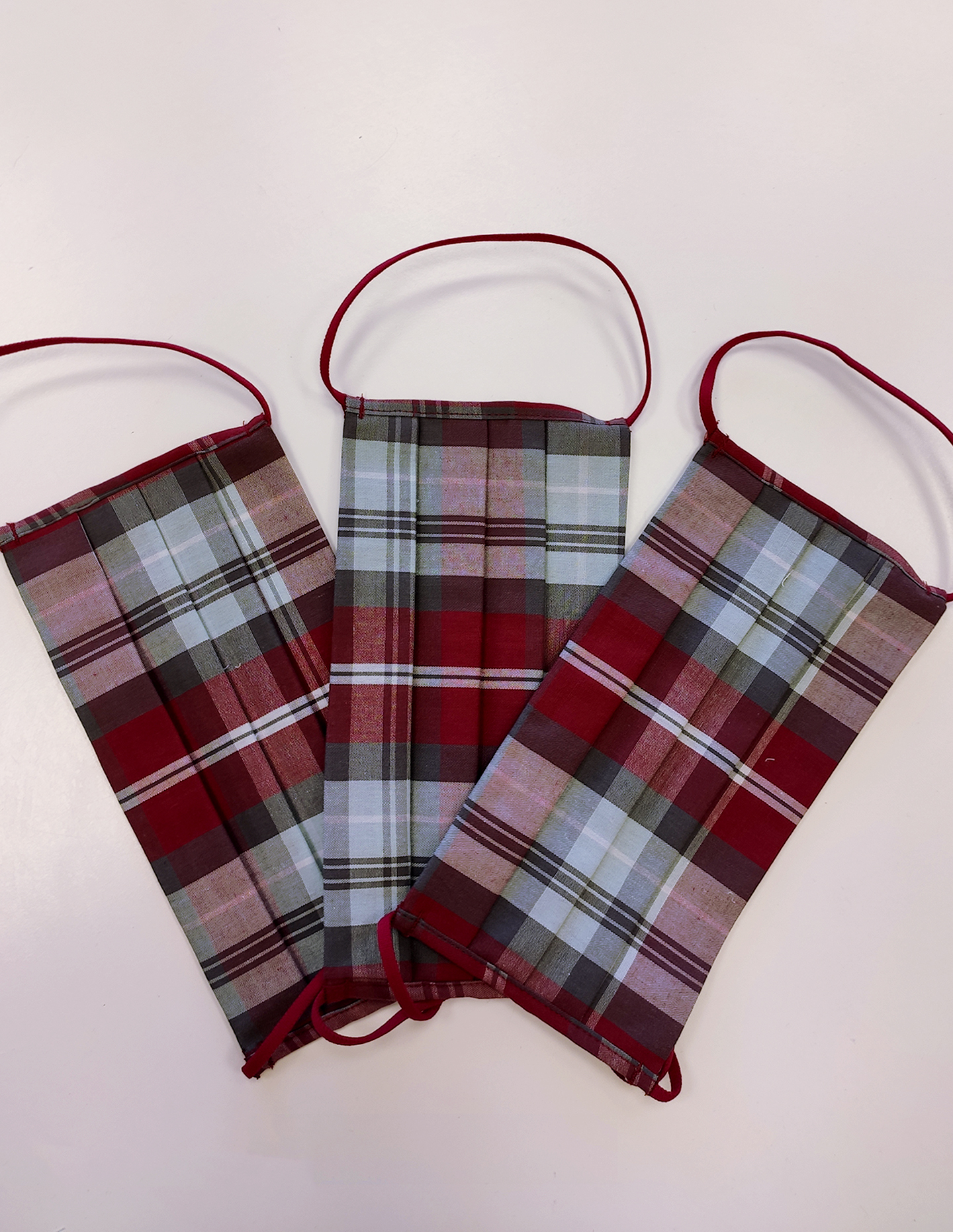 Маска защитная набор 3 шт. Бордовая клетка 2791F9302_N3 | фото 1