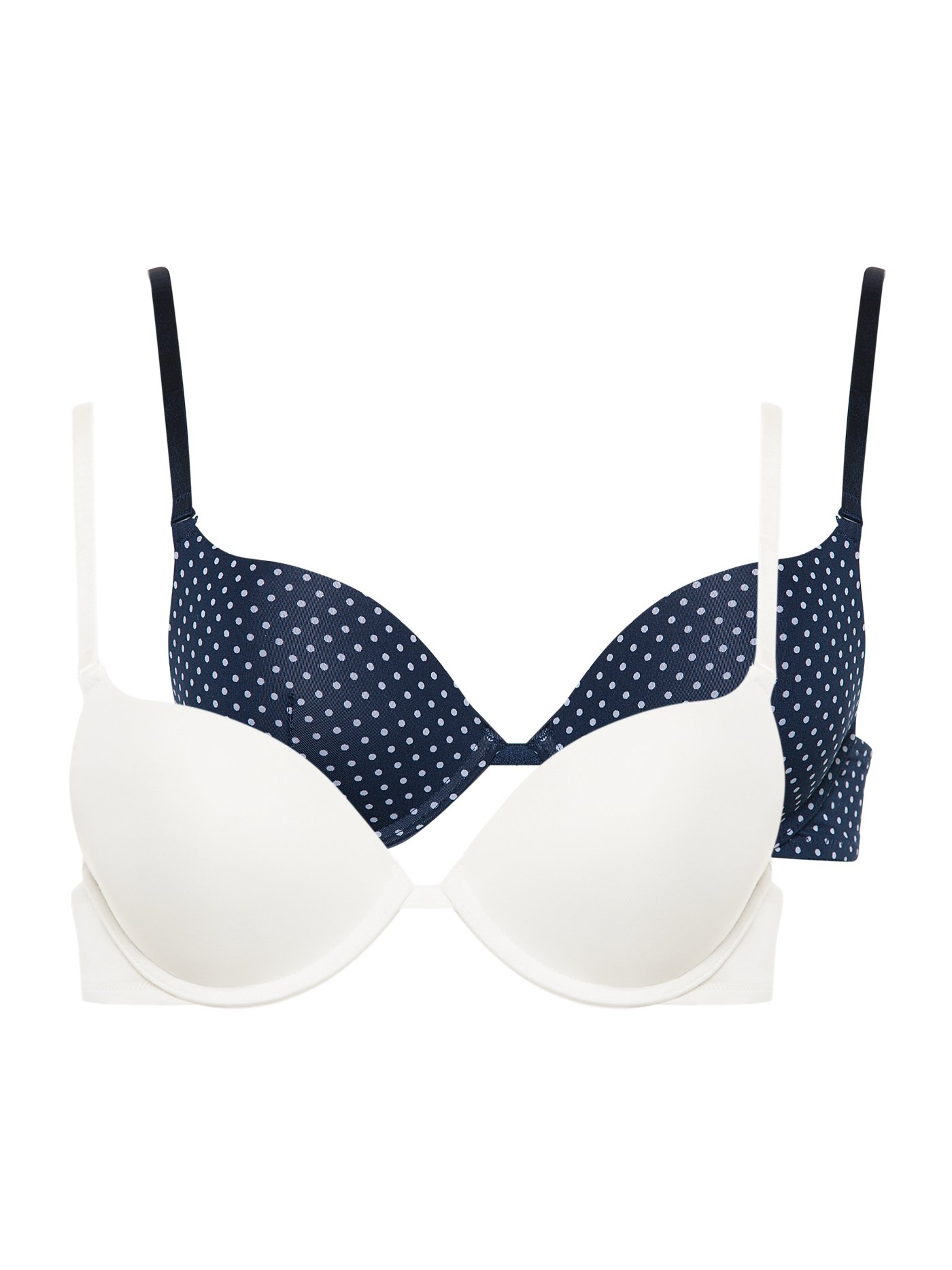 Бюстгальтер push-up набор 2 шт. Принт горошек/айвори MOU-11705 | фото 1