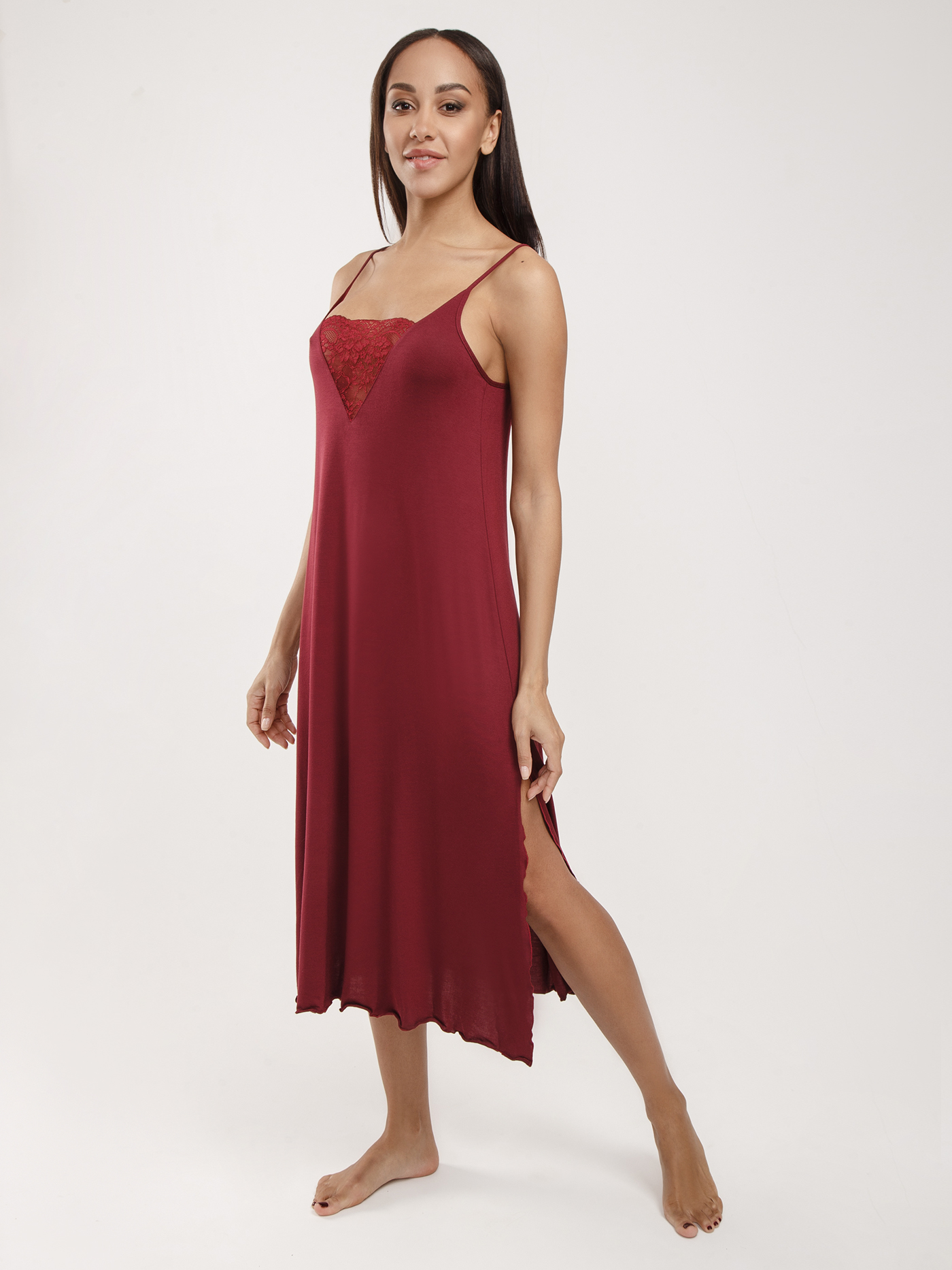 Сорочка длинная Бордовый 2862F3208 | фото 1