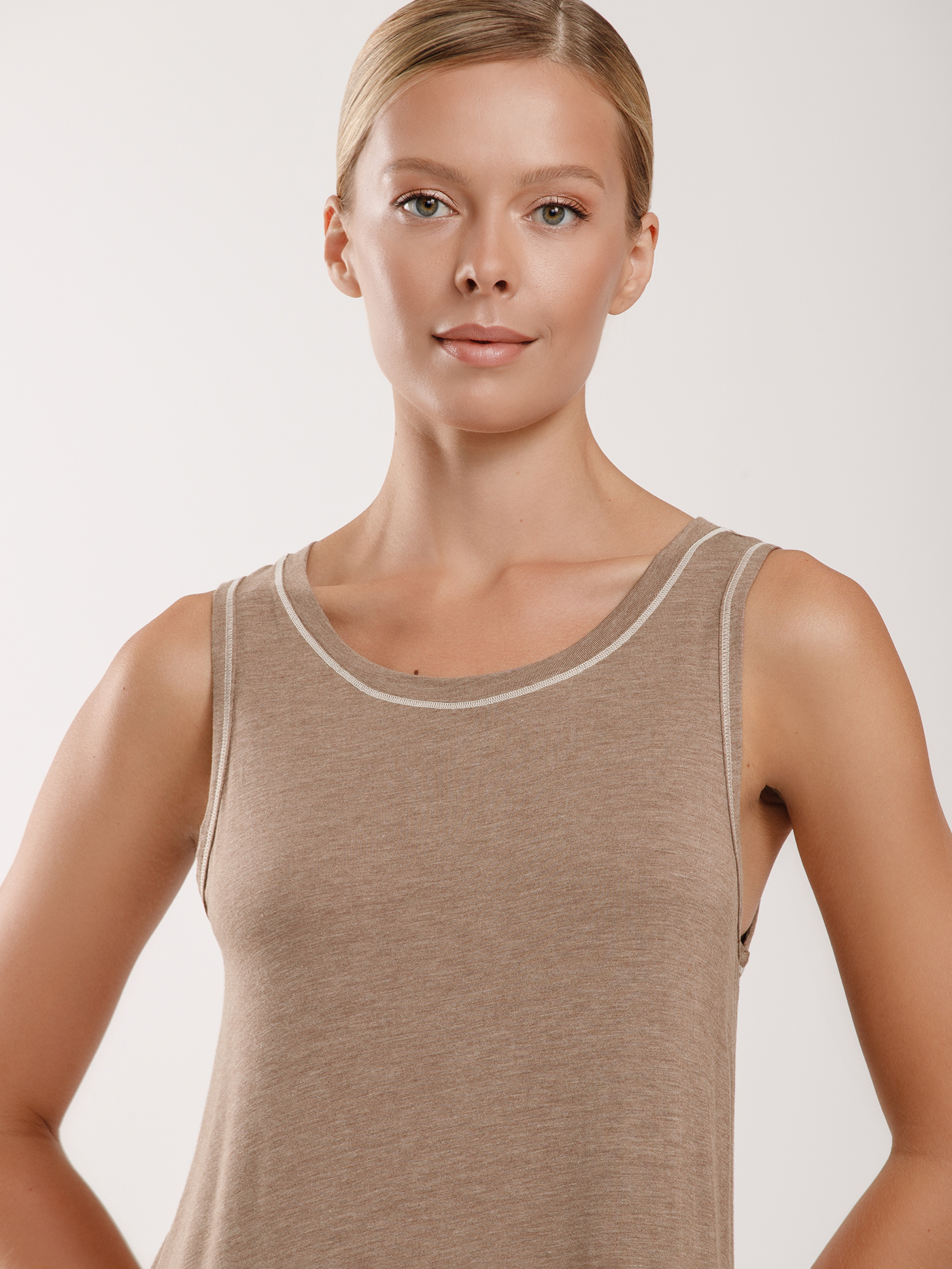 Сорочка на бретелях Бежевый 2991F3221L | фото 3