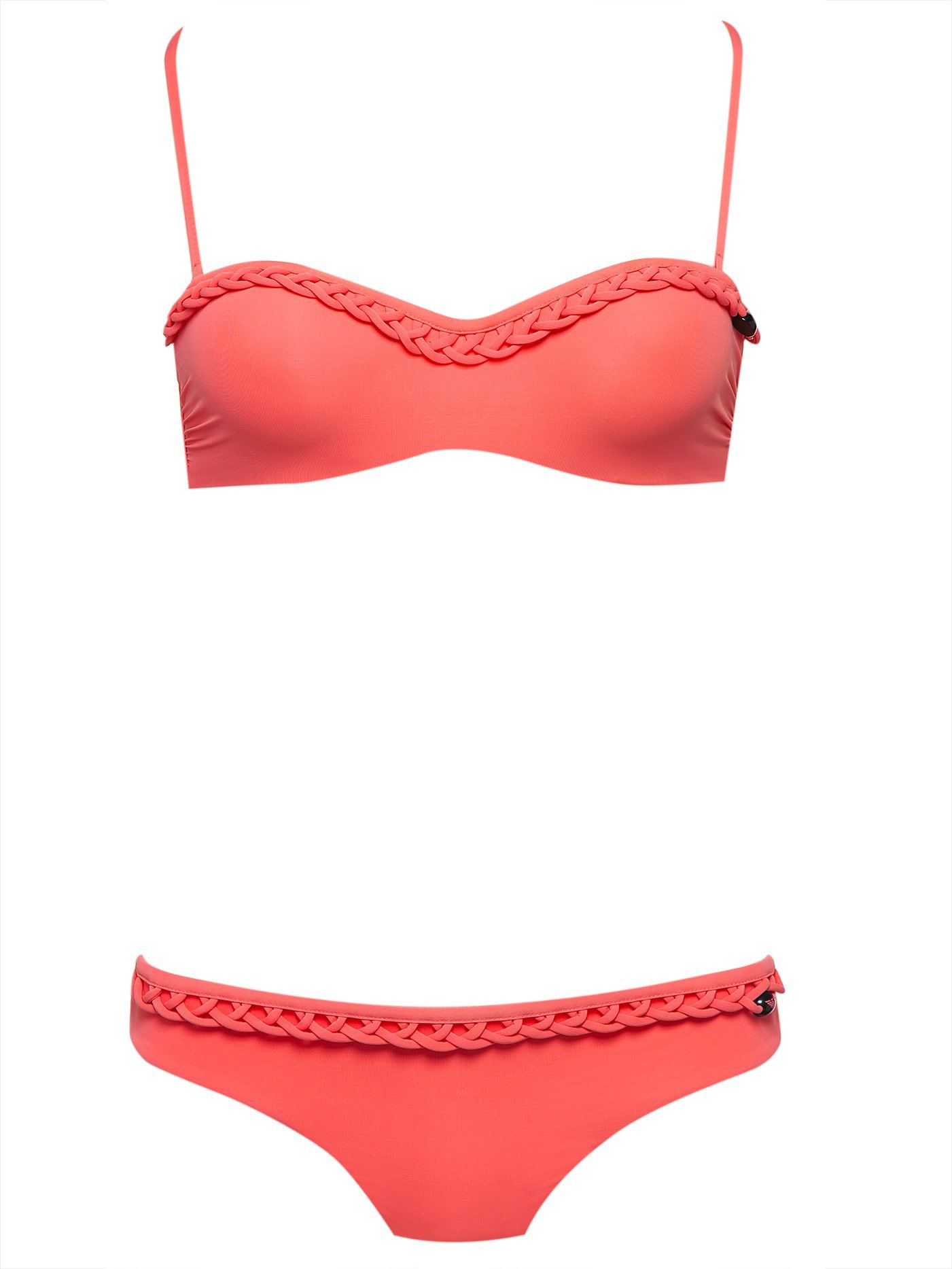 Купальник раздельный бандо / хипстер Коралловый 262337 | фото 3