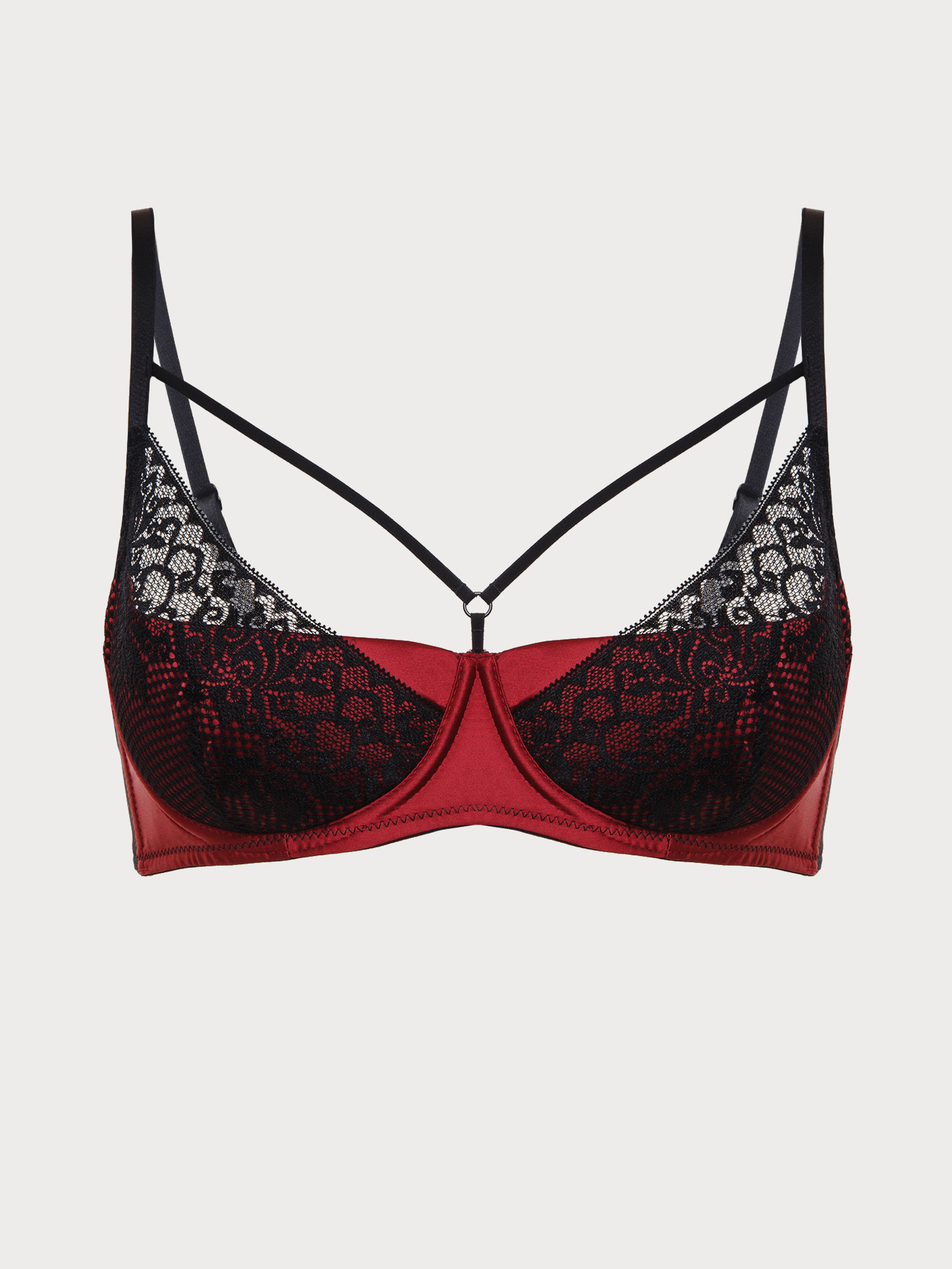 Бюстгальтер moon-half Черный с бордовым 2840F1451_2 | фото 5