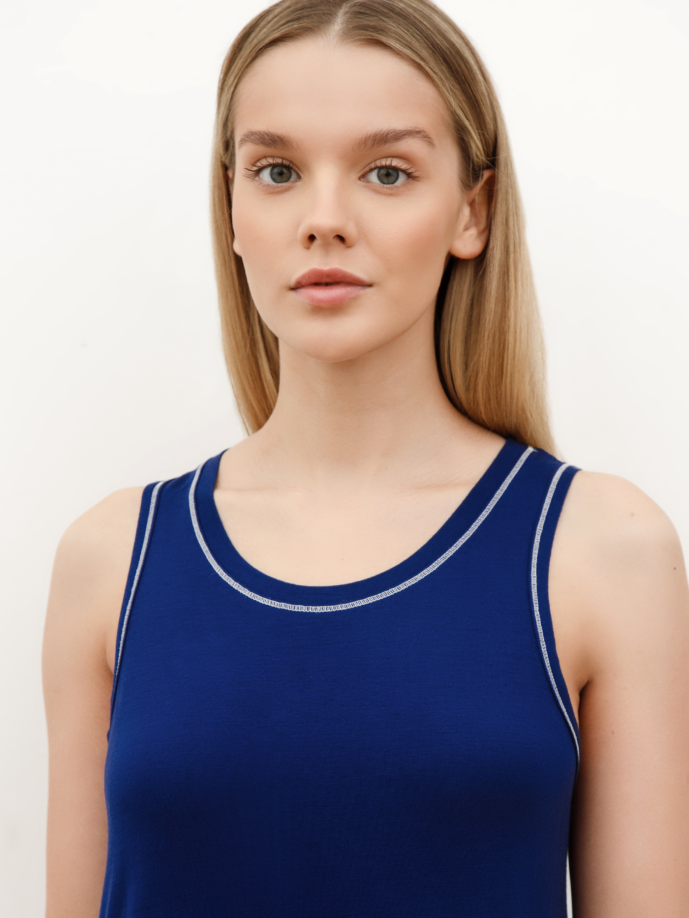 Сорочка на бретелях Синий 2991F3221L | фото 4