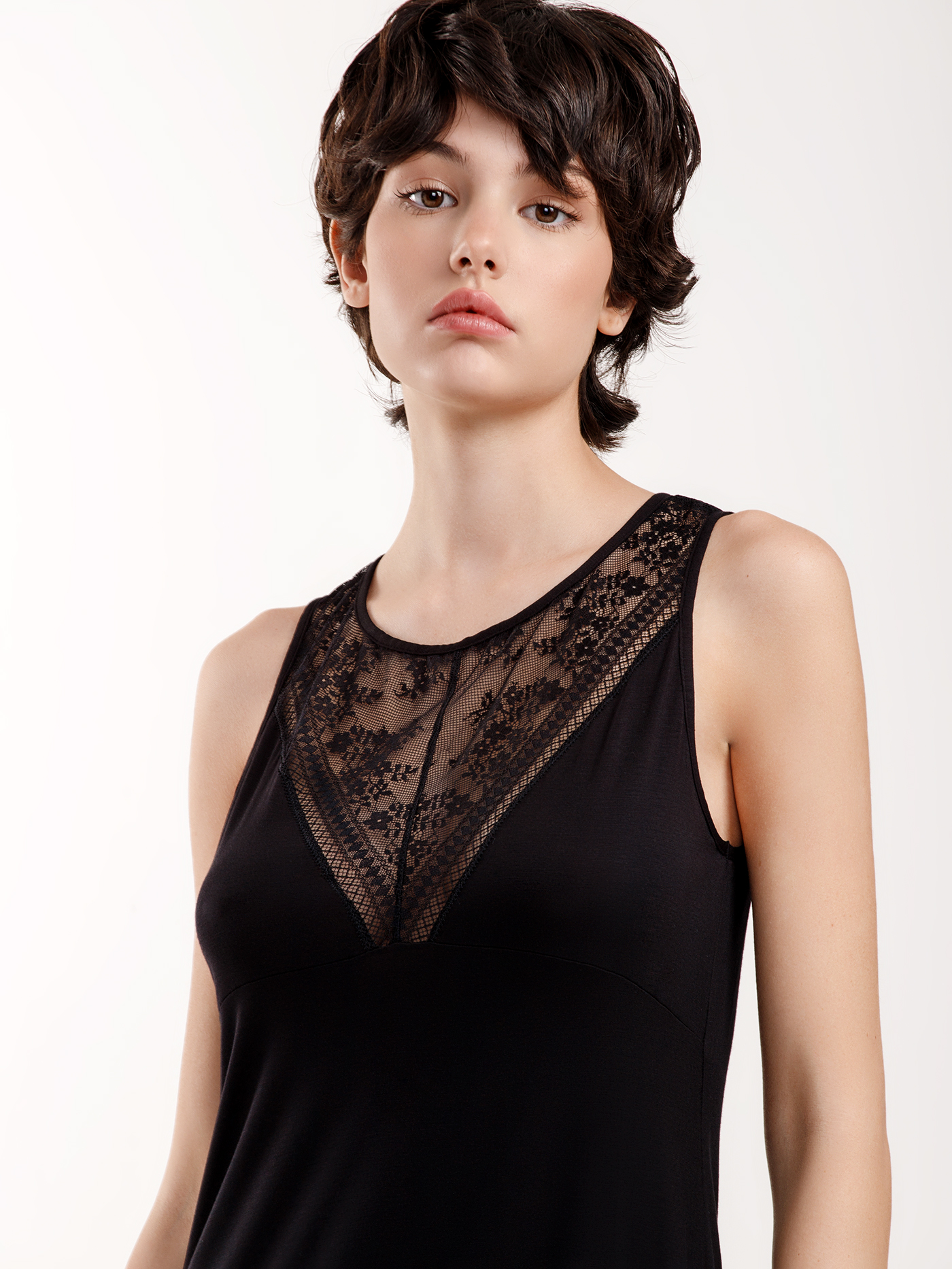 Сорочка на бретелях Черный 3017F3222 | фото 4