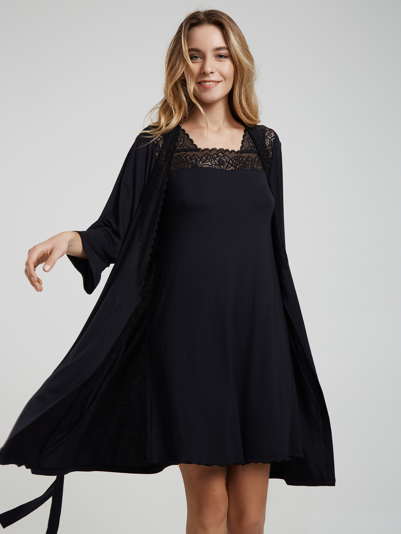 Халат Черный 2692F3504 | фото 3