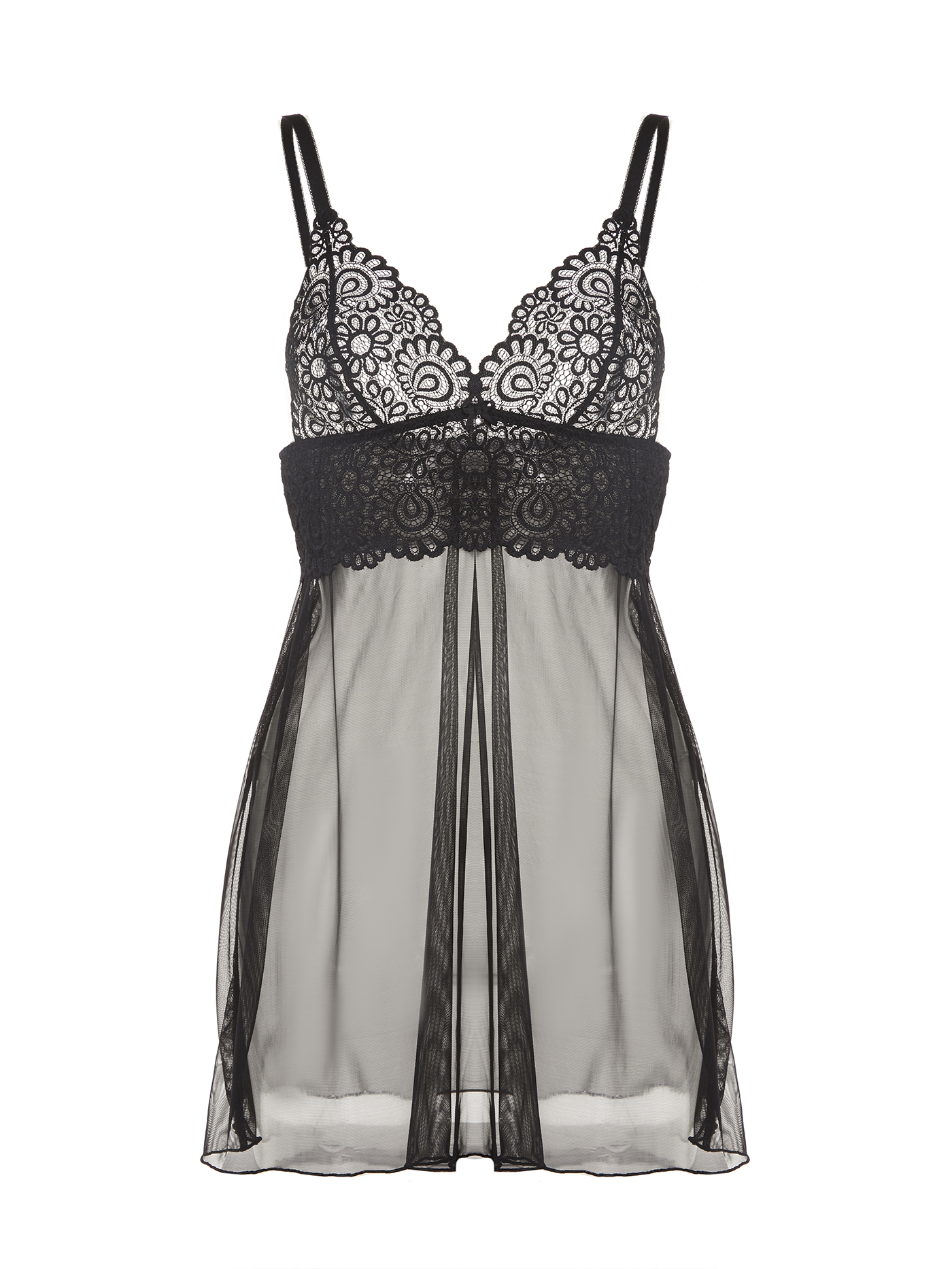 Сорочка на бретелях Черный 2484F3209_2 | фото 5