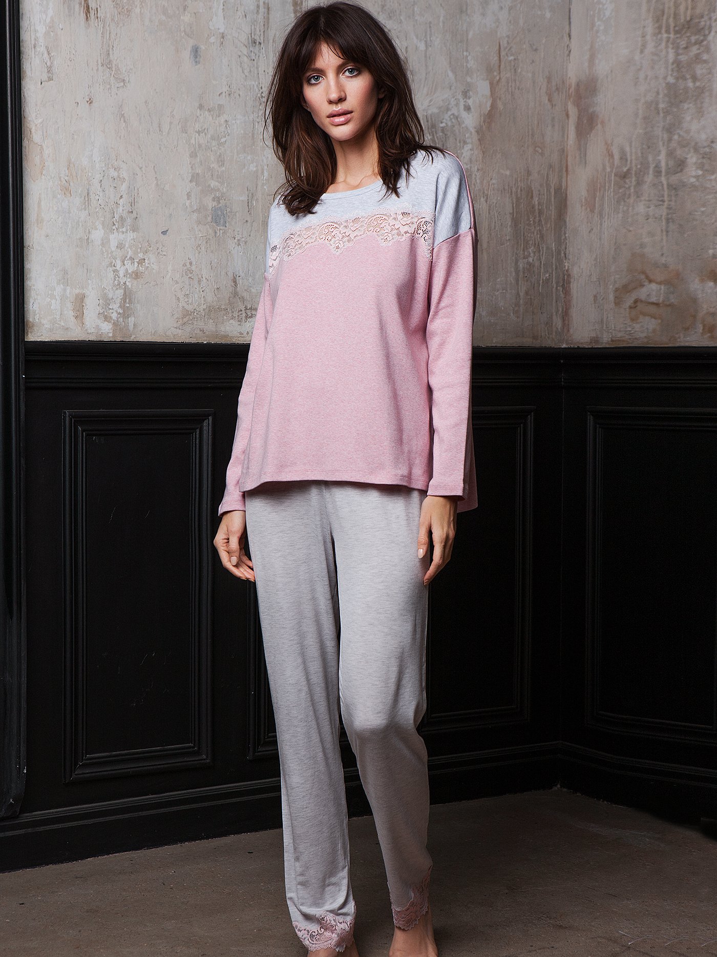 Брюки Серый с розовым 9792a | фото 1