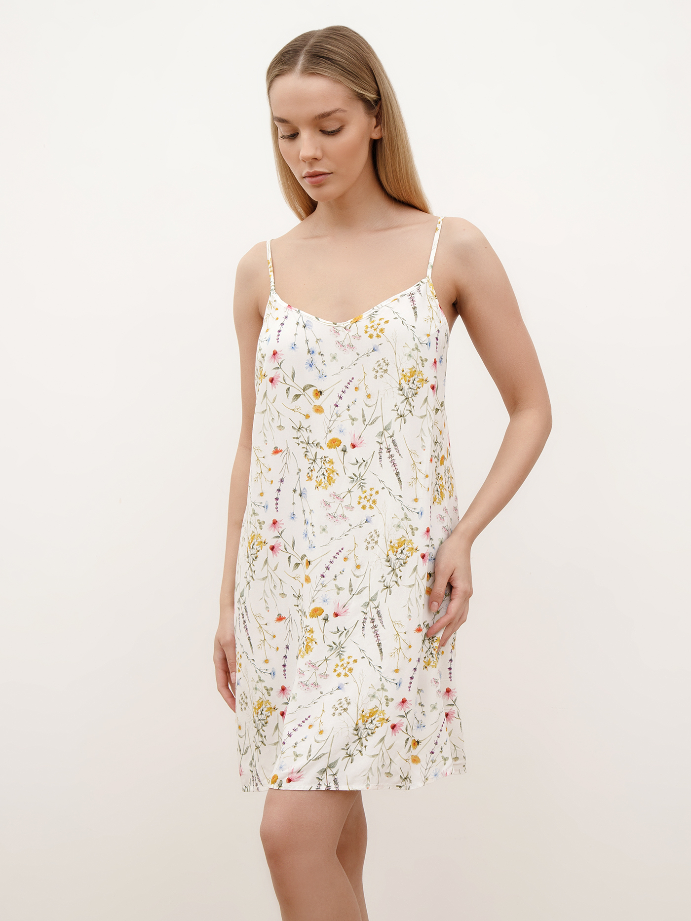 Сорочка короткая Принт ботаника PAR-07 | фото 1