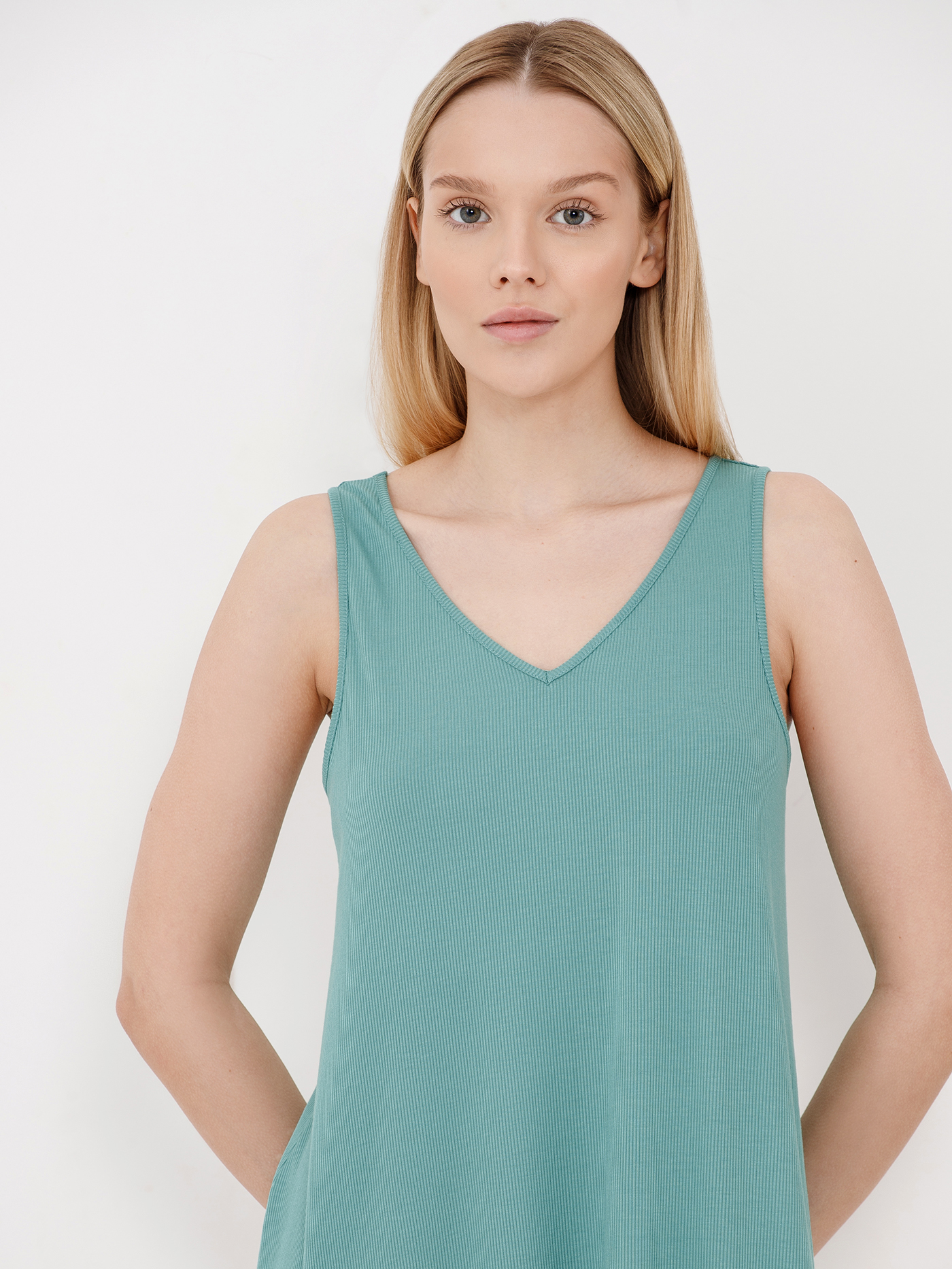 Сорочка на бретелях Зеленый 3001F3226 | фото 8