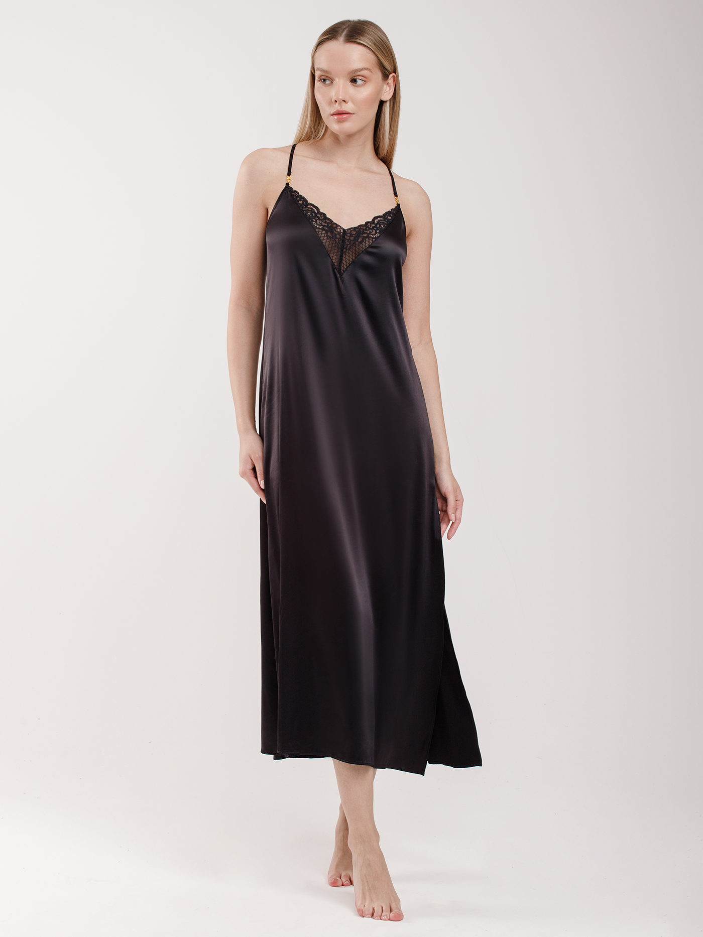 Сорочка на бретелях Черный 2984F3208 | фото 1