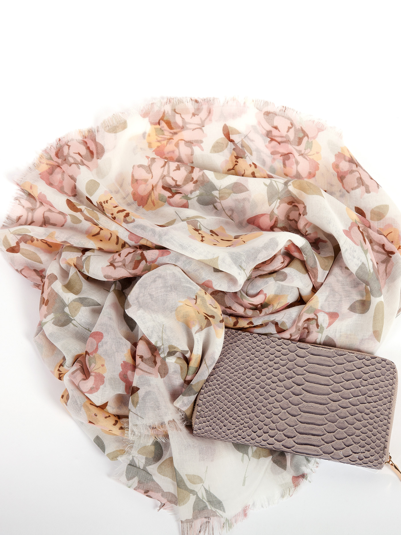 Шарф Бежевый принт 10701126 | фото 1